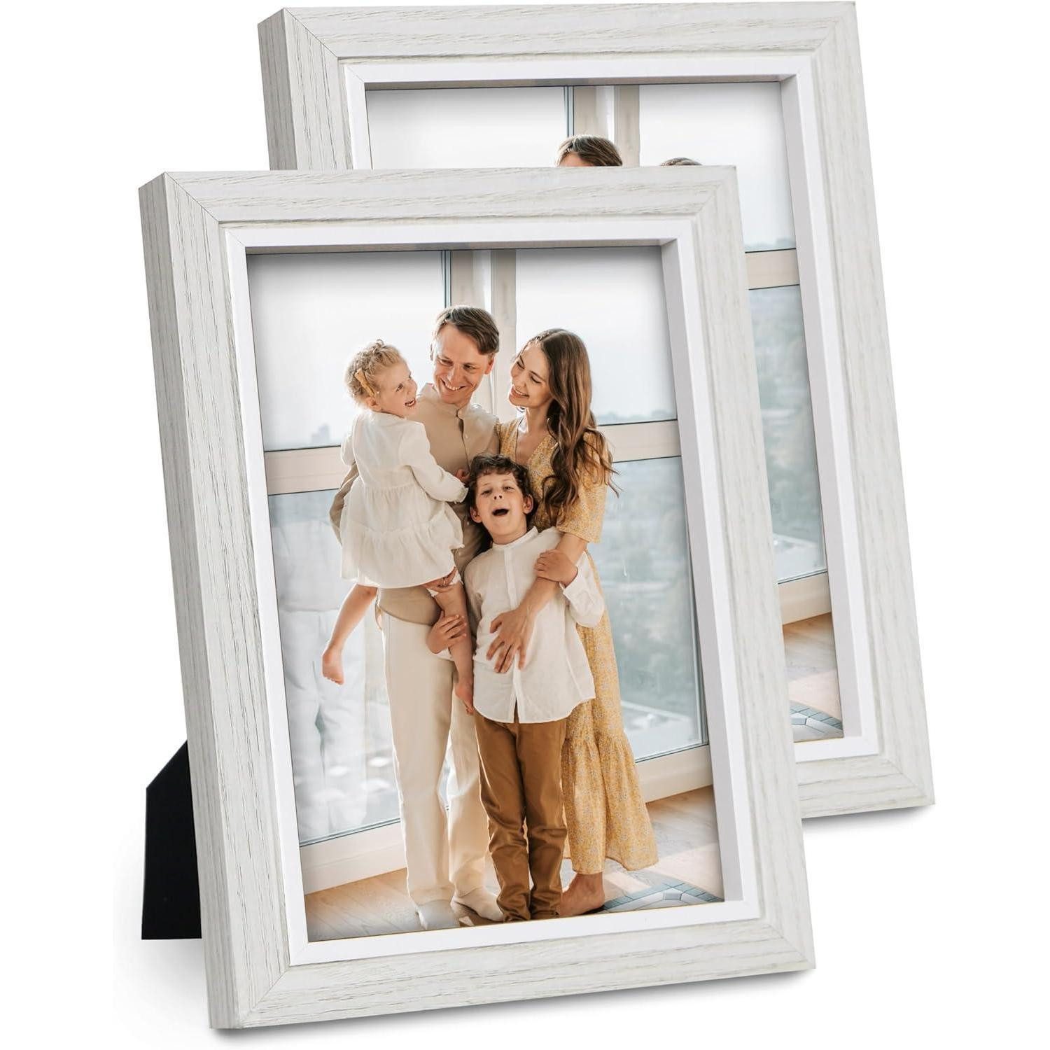 LuxusKollektion Einzelrahmen Bilderrahmen Weiß 13x18 / 5x7" Holz MDF Glas