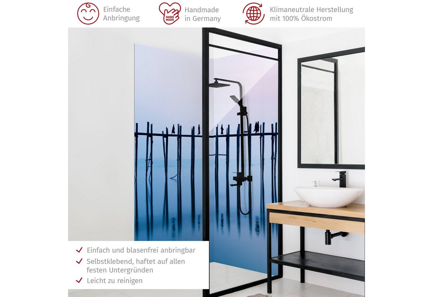 Thumbnail - Bilderdepot24 Badrückwand Natur pastell Duschrückwand ohne Bohren Dusche, (2-tlg., Hart-Folie Premium matt 0,61 mm), fug...
