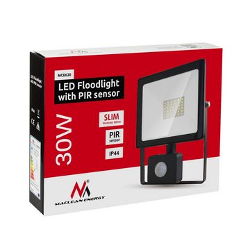 Maclean LED Flutlichtstrahler, LED fest integriert, Warmweiß, Neutralweiß, Kaltweiß, PIR-Bewegungsmelder, Dämmerungssensor