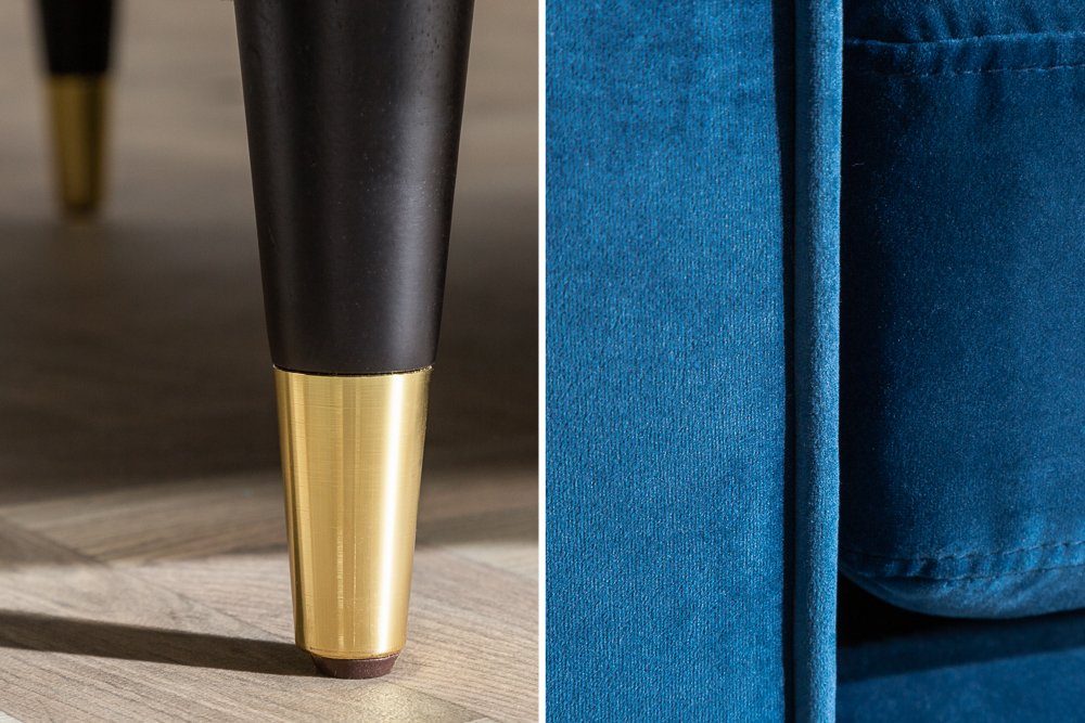riess-ambiente 3-Sitzer COZY VELVET 220cm Einzelartikel Design Polster mit / 1 · · Federkern / gold, Wohnzimmer · petrol schwarz blau Teile, Barock · · Samt Kissen