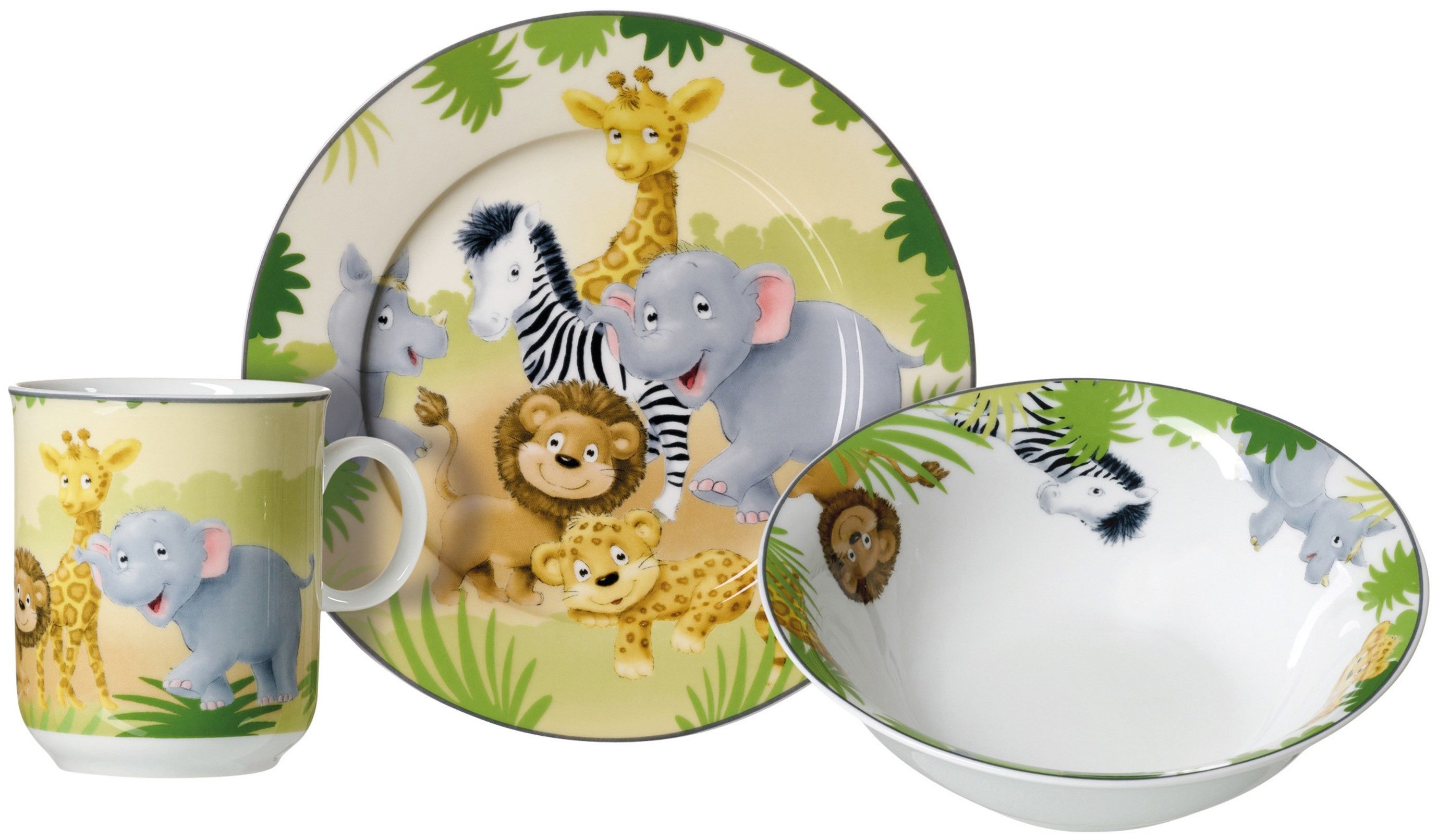 Ritzenhoff & Breker Kindergeschirr-Set Afrikatiere (3-tlg), 1 Personen, Porzellan, in Geschenkverpackung