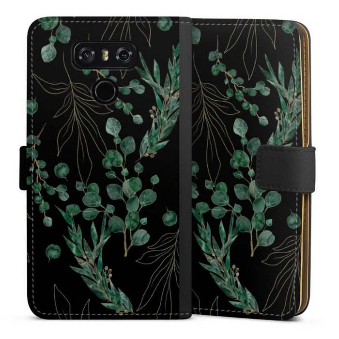 DeinDesign Handyhülle Eukalyptus Blätter Natur Eukalyptusblätter Black LG G6 Hülle Handy Flip Case Wallet Cover Handytasche Leder