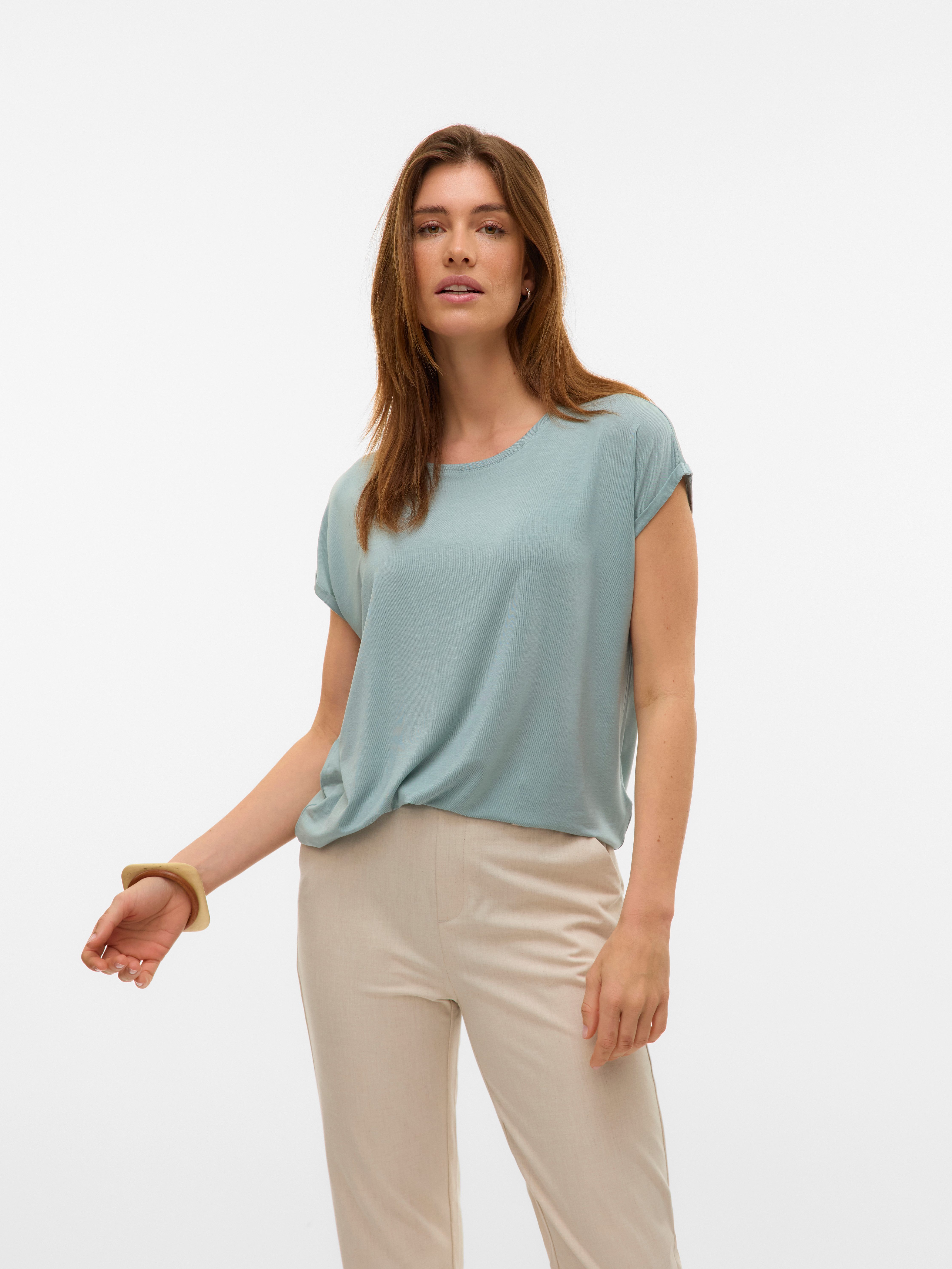 Vero Moda Rundhalsshirt VMAVA PLAIN SS TOP GAJRS NOOS Materialmix, regular günstig online kaufen