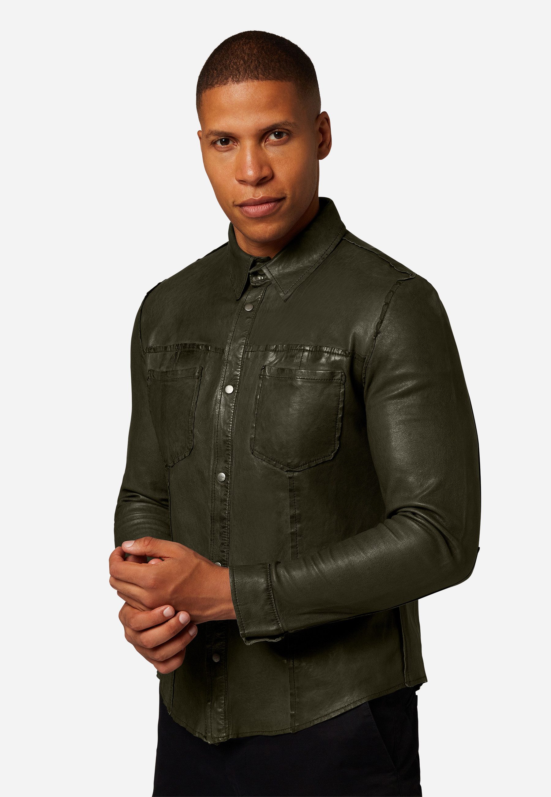 RICANO 2-in-1-Langarmshirt Reverse Shirt Wendbares Lederhemd günstig online kaufen