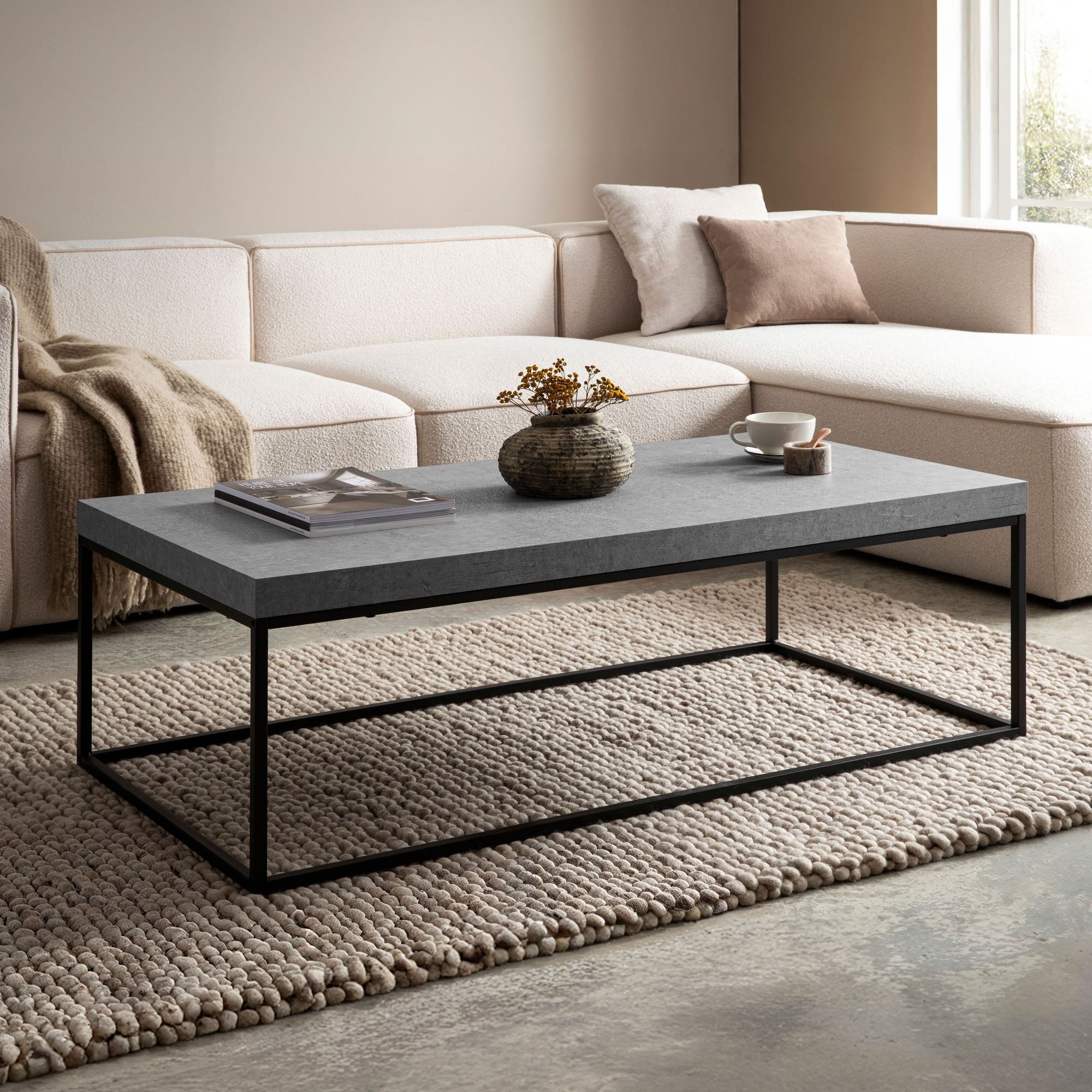 FINEBUY Couchtisch FB59747 Sofatisch 120 cm Wohnzimmertisch Groß Kaffeetisc günstig online kaufen