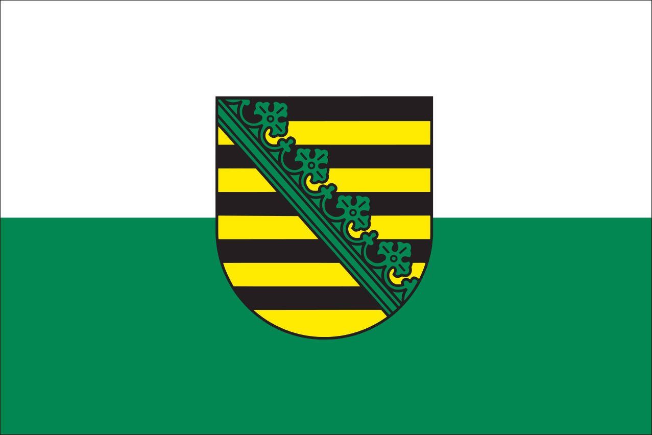 flaggenmeer Flagge Flagge Sachsen mit Wappen 110 g/m² Querformat