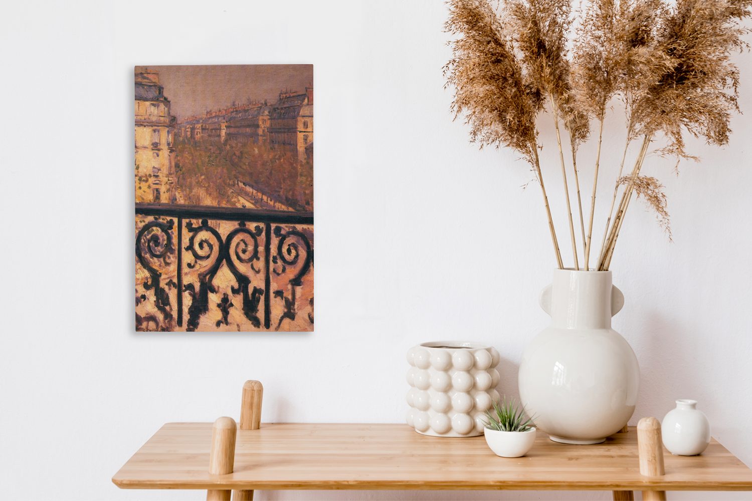 cm - Balkon Paris OneMillionCanvasses® inkl. Caillebotte, Ein Gemälde, bespannt 20x30 Gustave von Zackenaufhänger, in Leinwandbild fertig Leinwandbild Gemälde St), (1