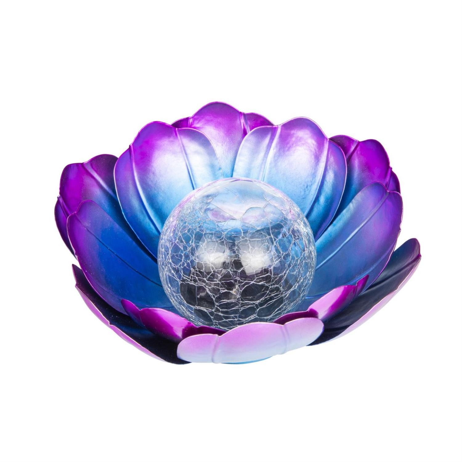 MARELIDA LED Solarleuchte LED Solar Lotusblüte Lotusblume Solarleuchte Crackleglas Gartendeko, warmweiß (2100K bis 3000K)