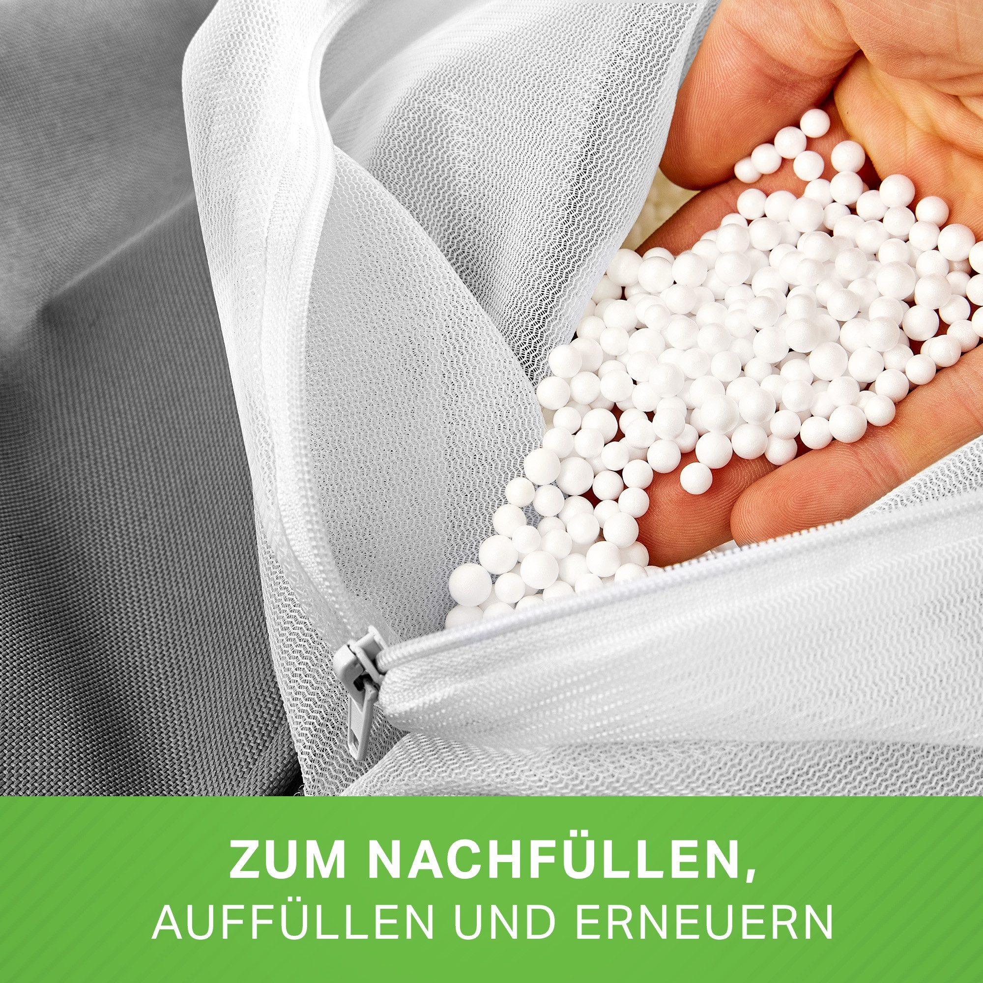 Green Bean Sitzsack EPS Perlen - Styropor-Kügelchen (1 Liter - 430 Liter, Made in Germany), Nachfüllpack für Sitzsack-Füllung, Stillkissen, Kopfkissen