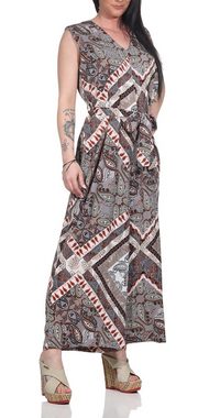 Overall Jumpsuit für Damen sommerlicher Overall Paisley Design mit Reißverschluss (am Rücken), 2 Gürtelschlaufen mit Bindegürtel, Gesamtlänge: 138 - 140cm