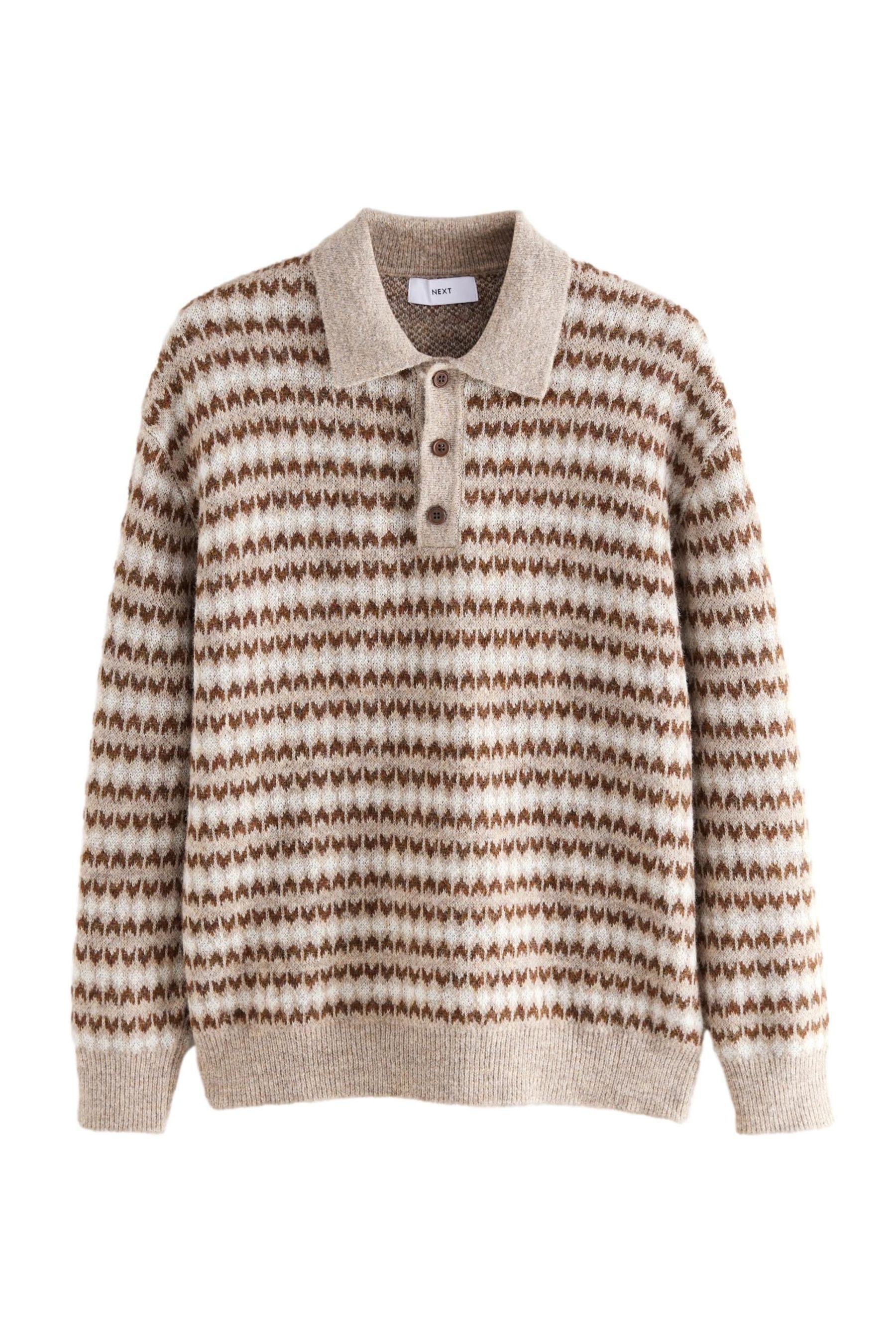 Next Langarm-Poloshirt Regular Fit Strick-Polohemd mit Fairisle-Muster (1-tlg)
