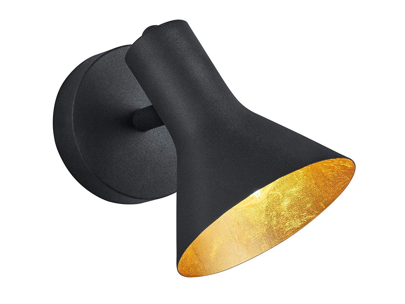 Reality Leuchten LED Wandstrahler, Extern dimmbar über Hausinstallation, LED wechselbar, Warmweiß, innen Wandlampe Schwarz Gold-en Treppenhaus & Treppenaufgang, H 18,5cm