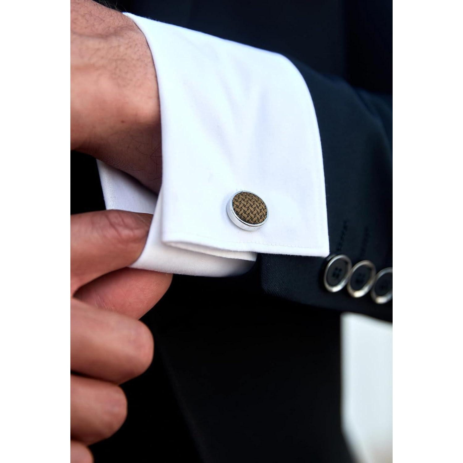 LuxusKollektion Fliege Fliege Herren Paisley Einstecktuch Manschettenknöpfe Set A2 Braun