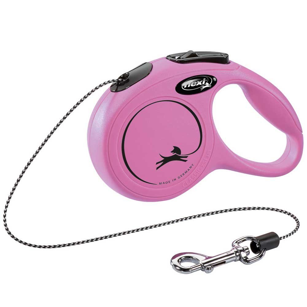 flexi Flexileine FLEXI Rollleine New CLASSIC Seil - 3m, bis 8kg Farbe: Pink