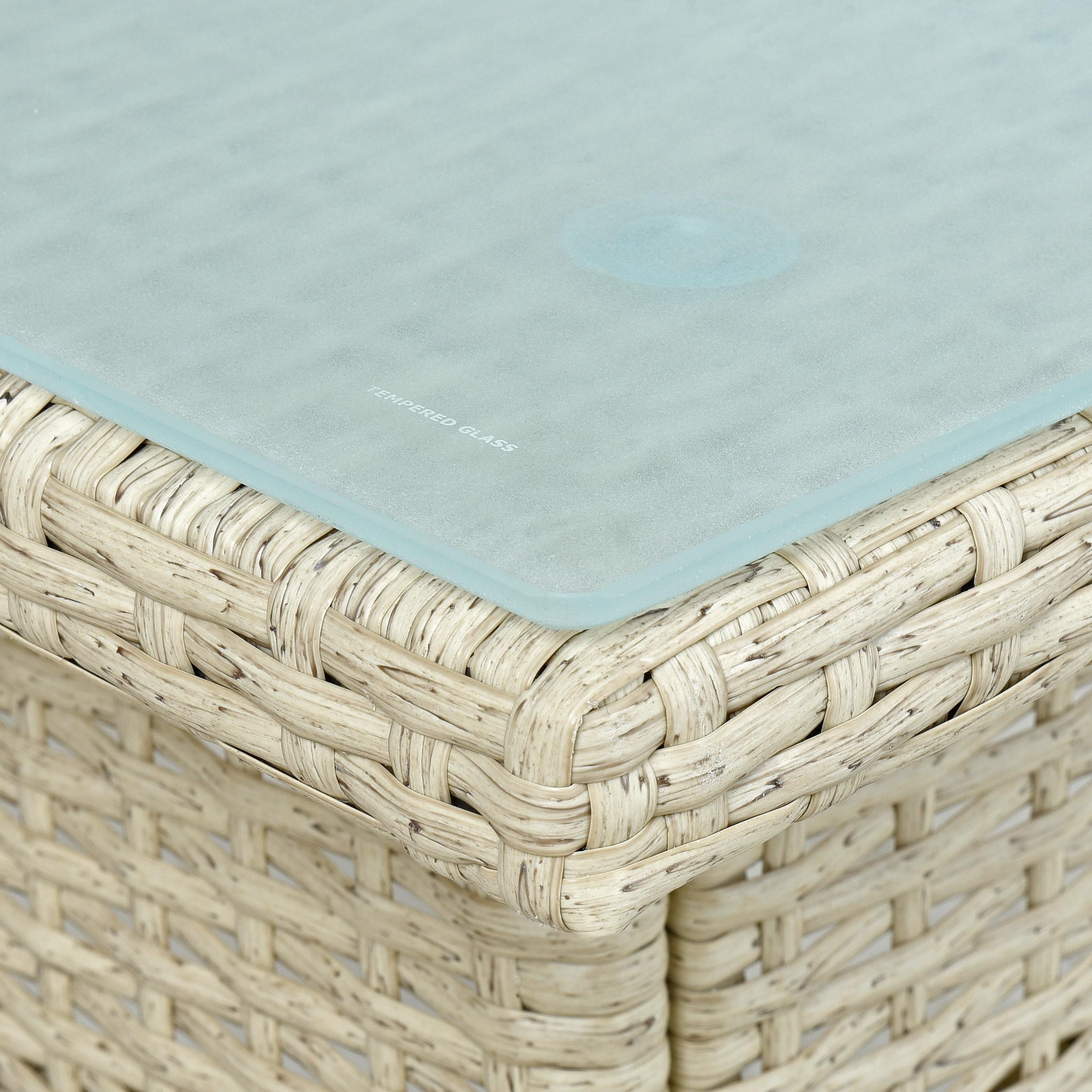 ESTEXO Gartentisch Beistelltisch Tisch Polyrattan Rattantisch Rattan Balkontisch Beige – Bild 4 von 5