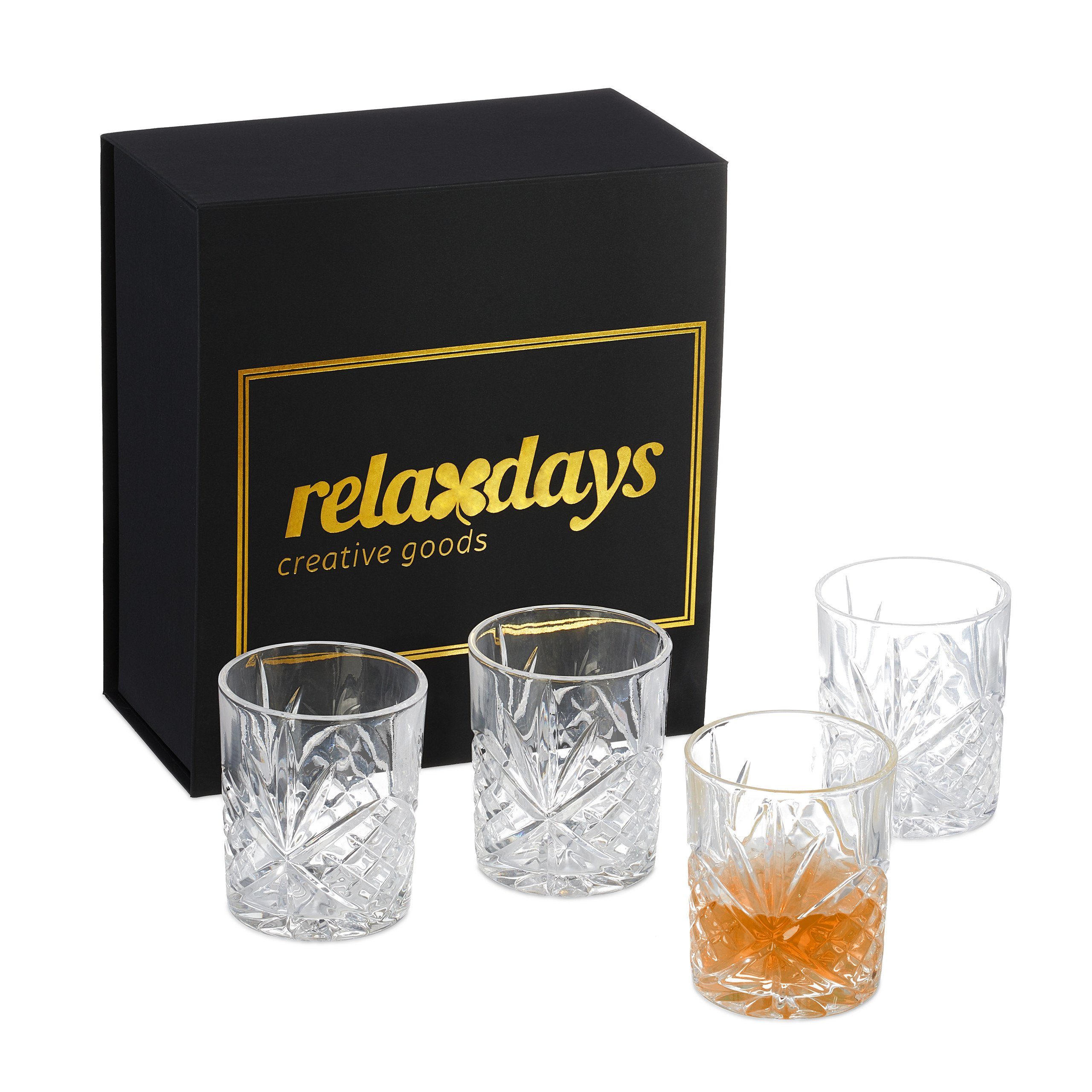 relaxdays Gläser-Set 4er Set Whisky Gläser, 4-tlg., Glas