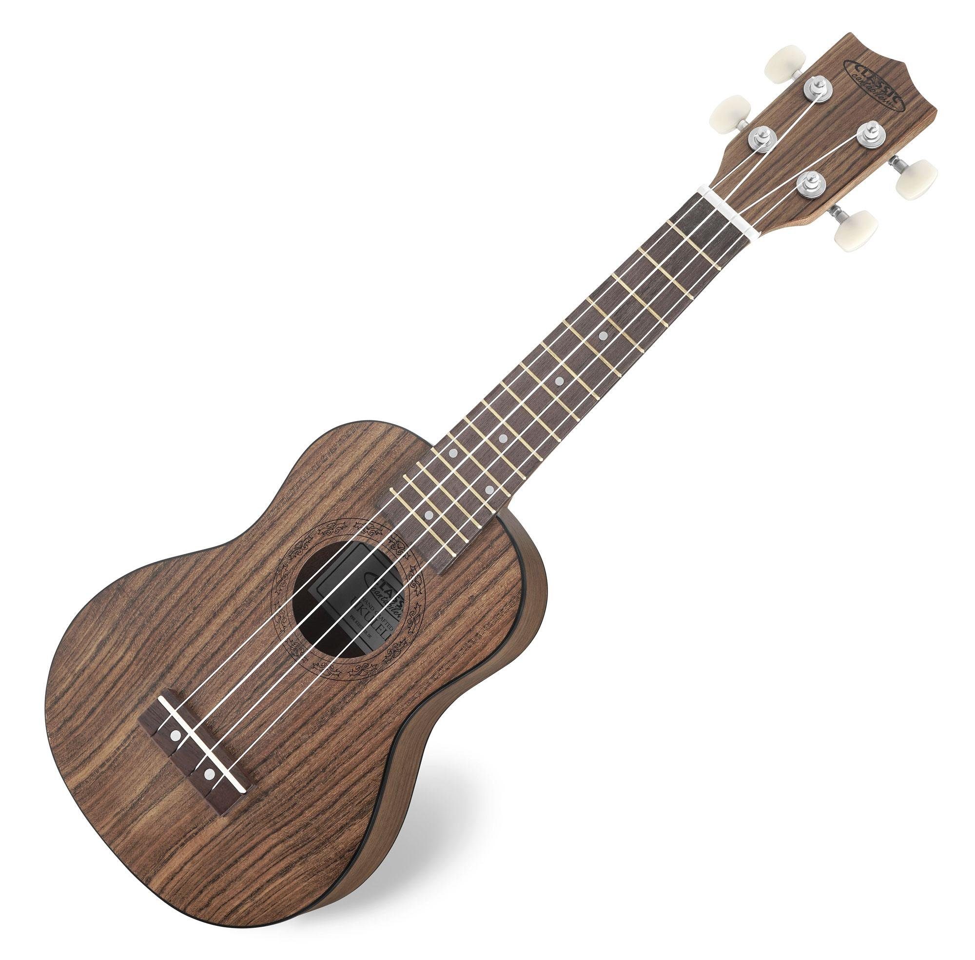 Classic Cantabile Ukulele Ukulele Walnuss, Leichtgängige Mechaniken