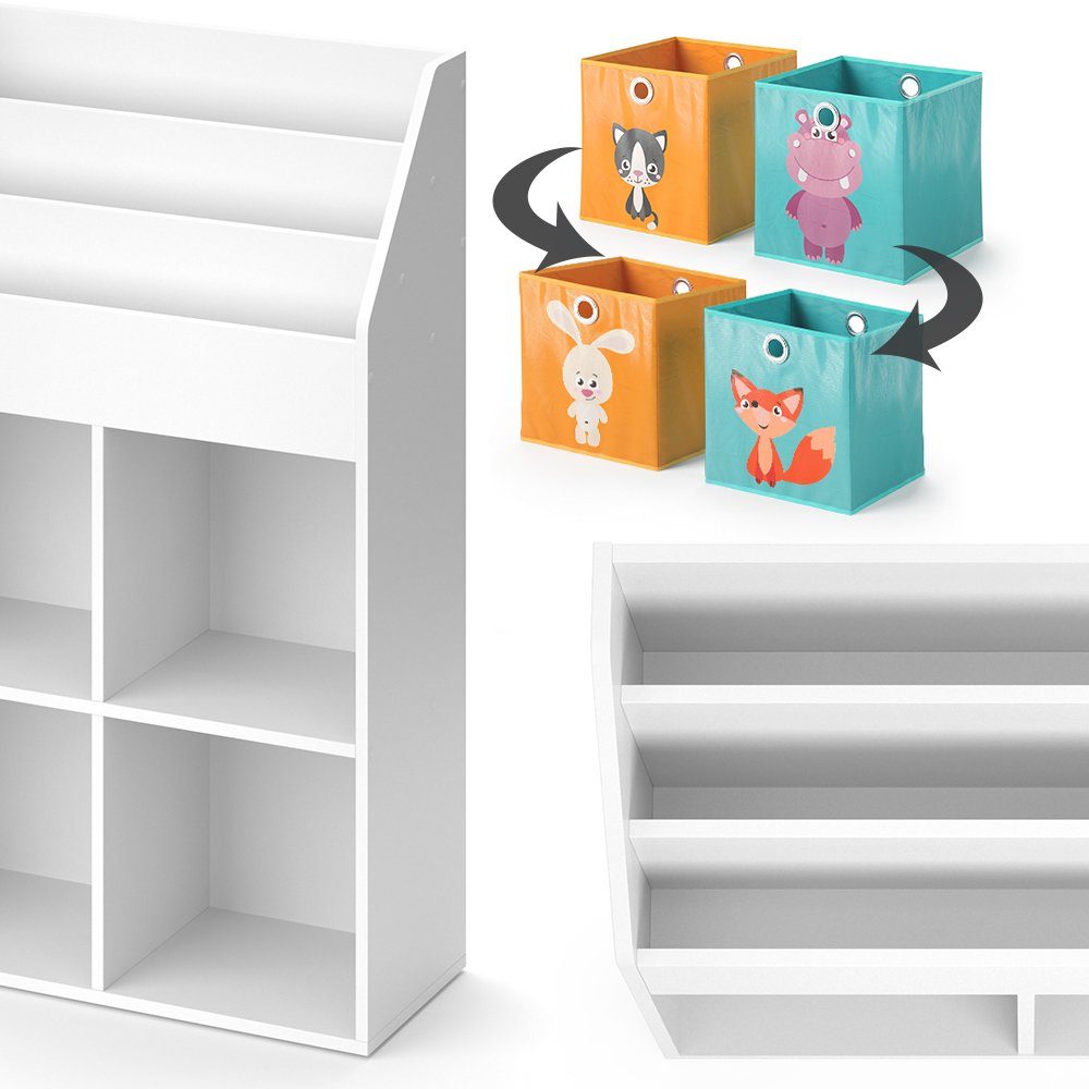 Faltboxen groß bunt Bücherregal + Vicco LUIGI Aufbewahrungsregal Kinderregal Weiß