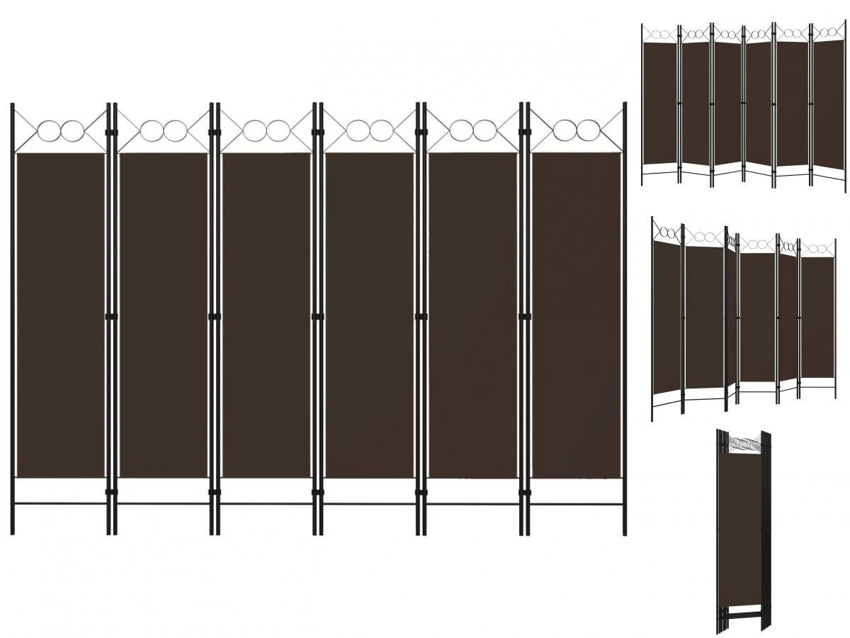 vidaXL Raumteiler Paravent Trennwand Spanische Wand 6-tlg Raumteiler Braun 240 x 180 cm