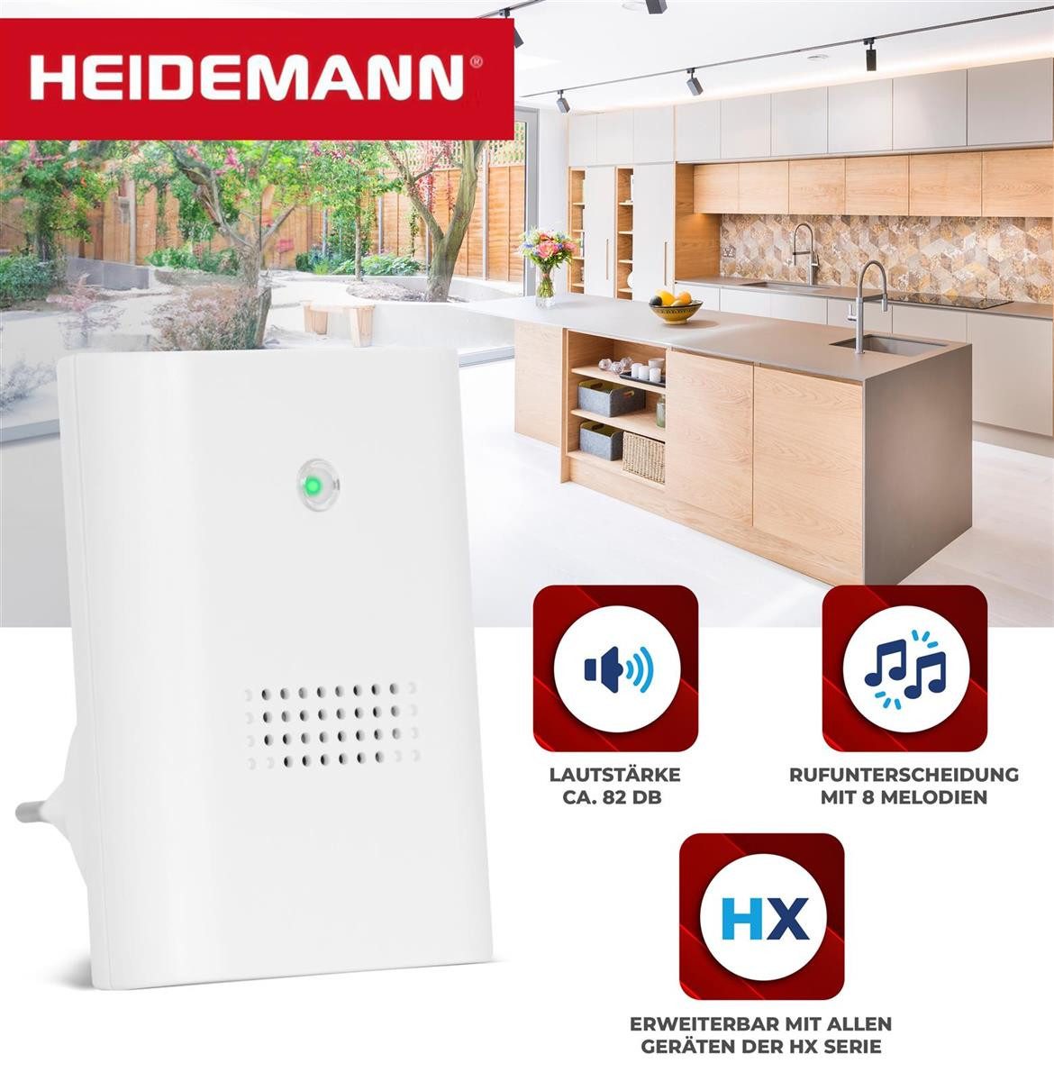Heidemann Türklingel-Set Heidemann Funkempfänger HX Plug-in, 1 Empfänger, 8 Klingeltöne, (1-tlg)
