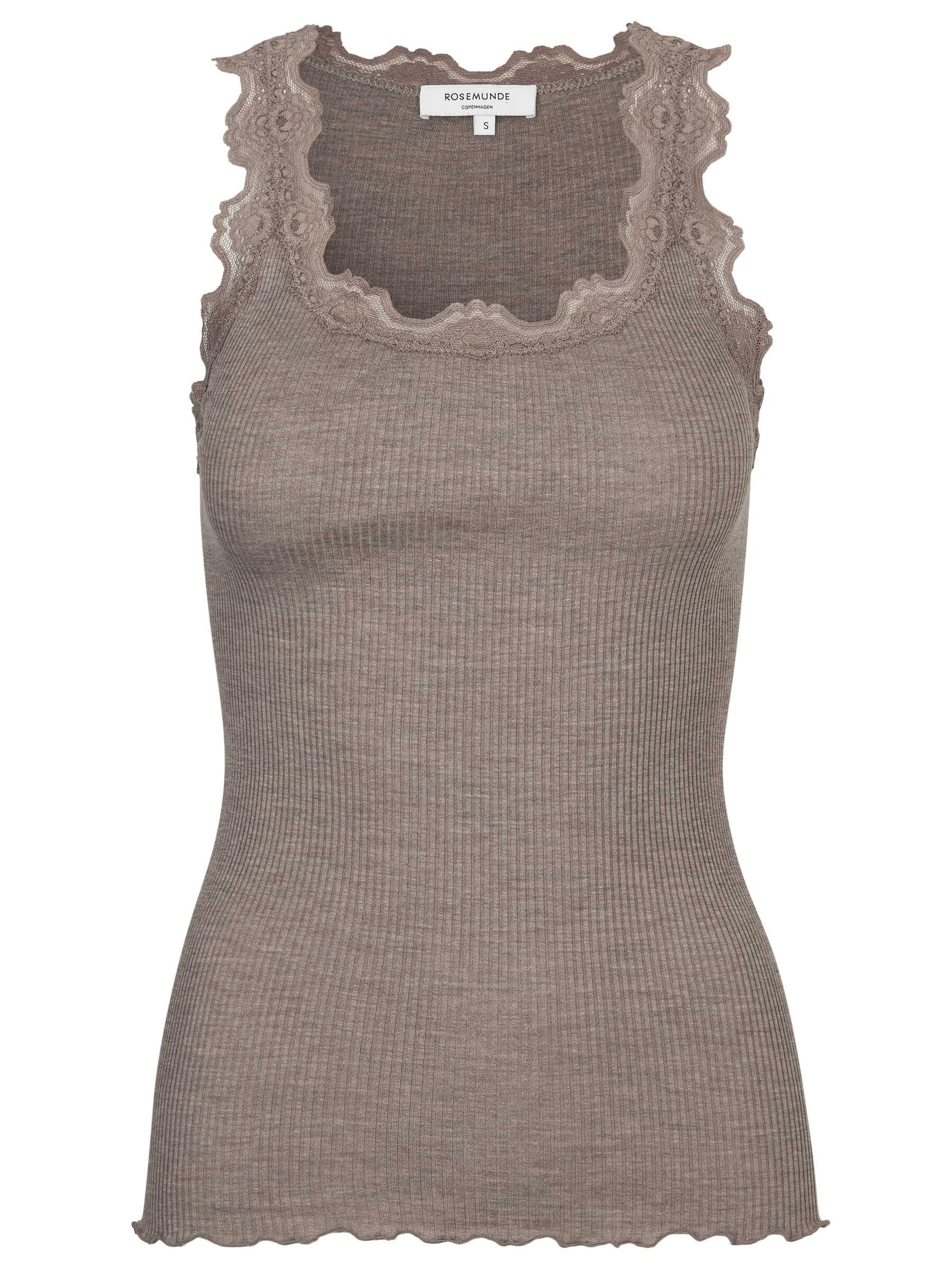 rosemunde Spitzentop Babette Silk Top mit Seide Vintage-Spitzenbesatz, mit Rundhalsausschnitt, hoher Seidenanteil