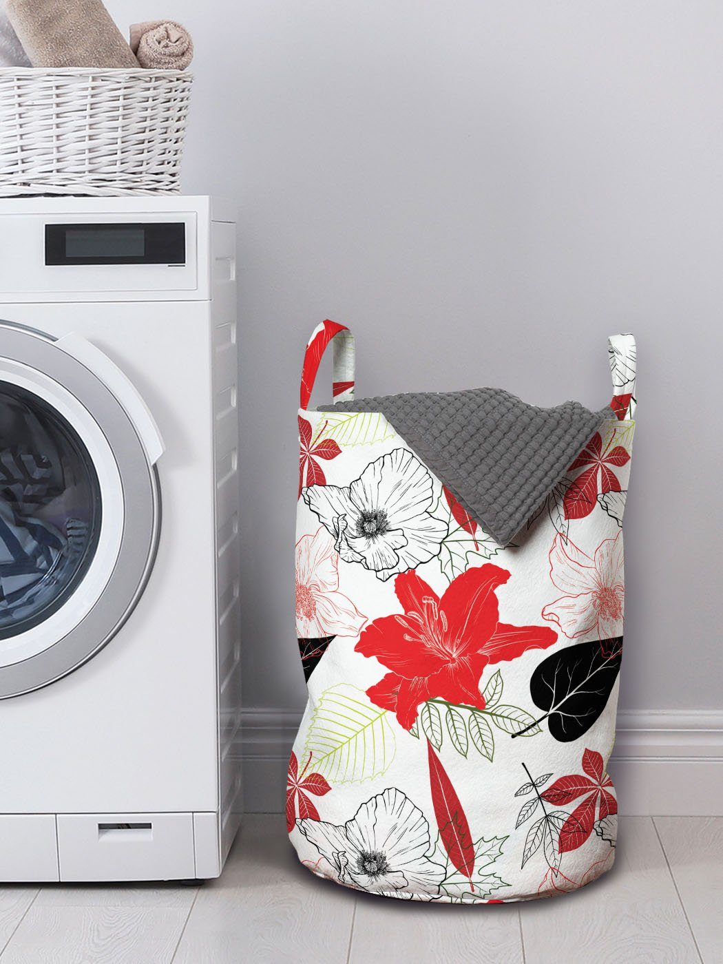 Griffen Abakuhaus Wäschesäckchen Kordelzugverschluss mit Wäschekorb inspiriert Botanical Sommer Waschsalons, Blumen für