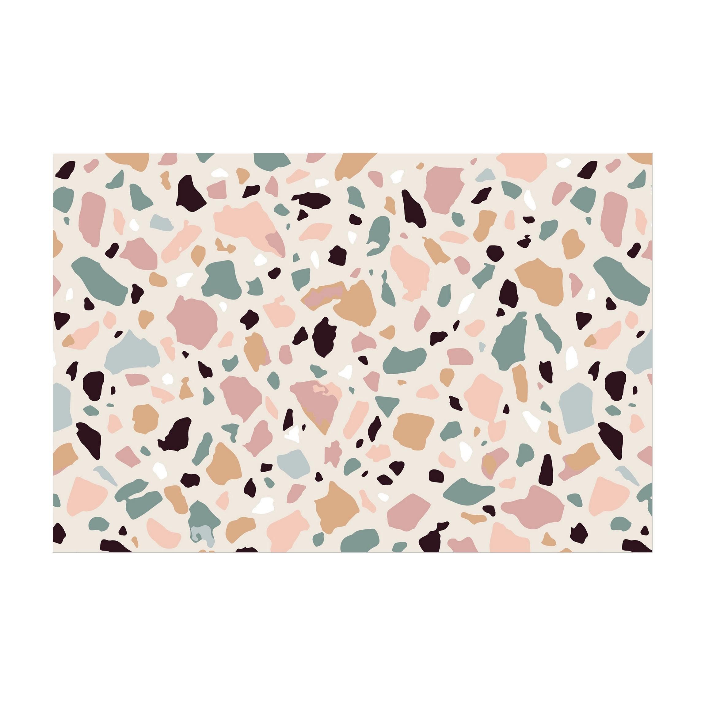 Bilderdepot24 Teppich Vinyl Wohnzimmer Schlafzimmer Flur Küche Steinoptik Terrazzo, rechteckig - bunt glatt, nass wischbar (Küche, Tierhaare) - Saugroboter & Bodenheizung geeignet