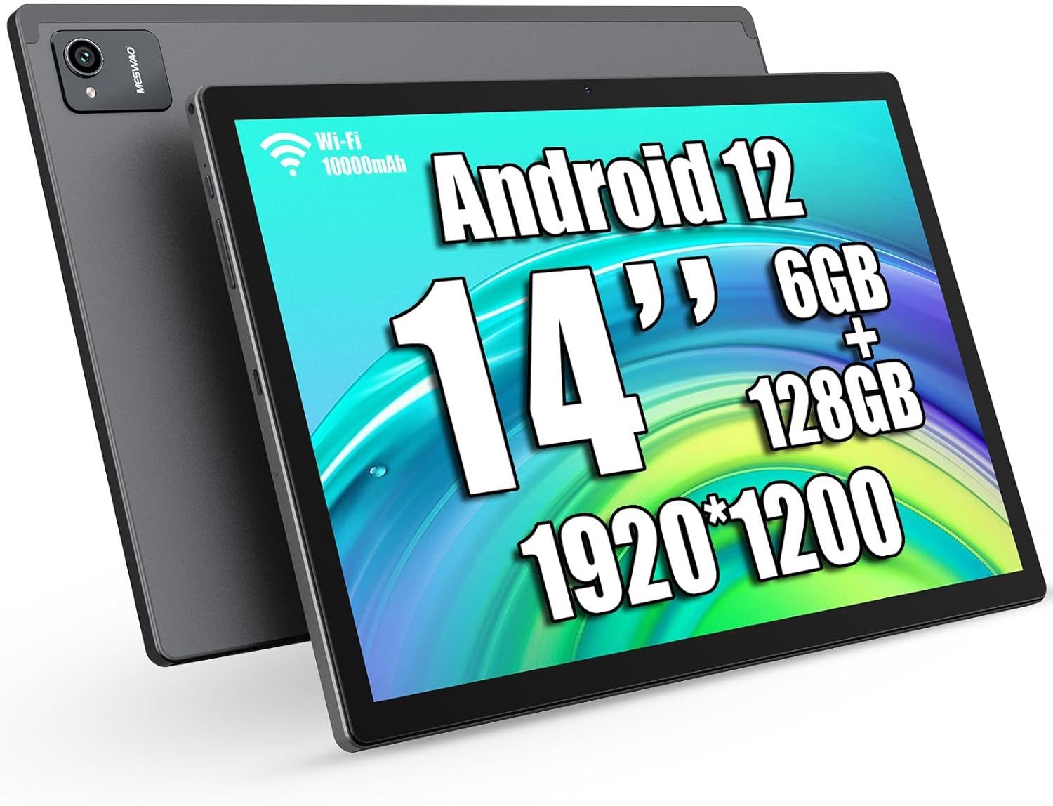 azamp 6 GB RAM 10000mAh Akku 1920 *1200 IPS HD Großes Display Tablet (14", 128 GB, Android 12, Ideal für Produktivität, Unterhaltung und Bildung)