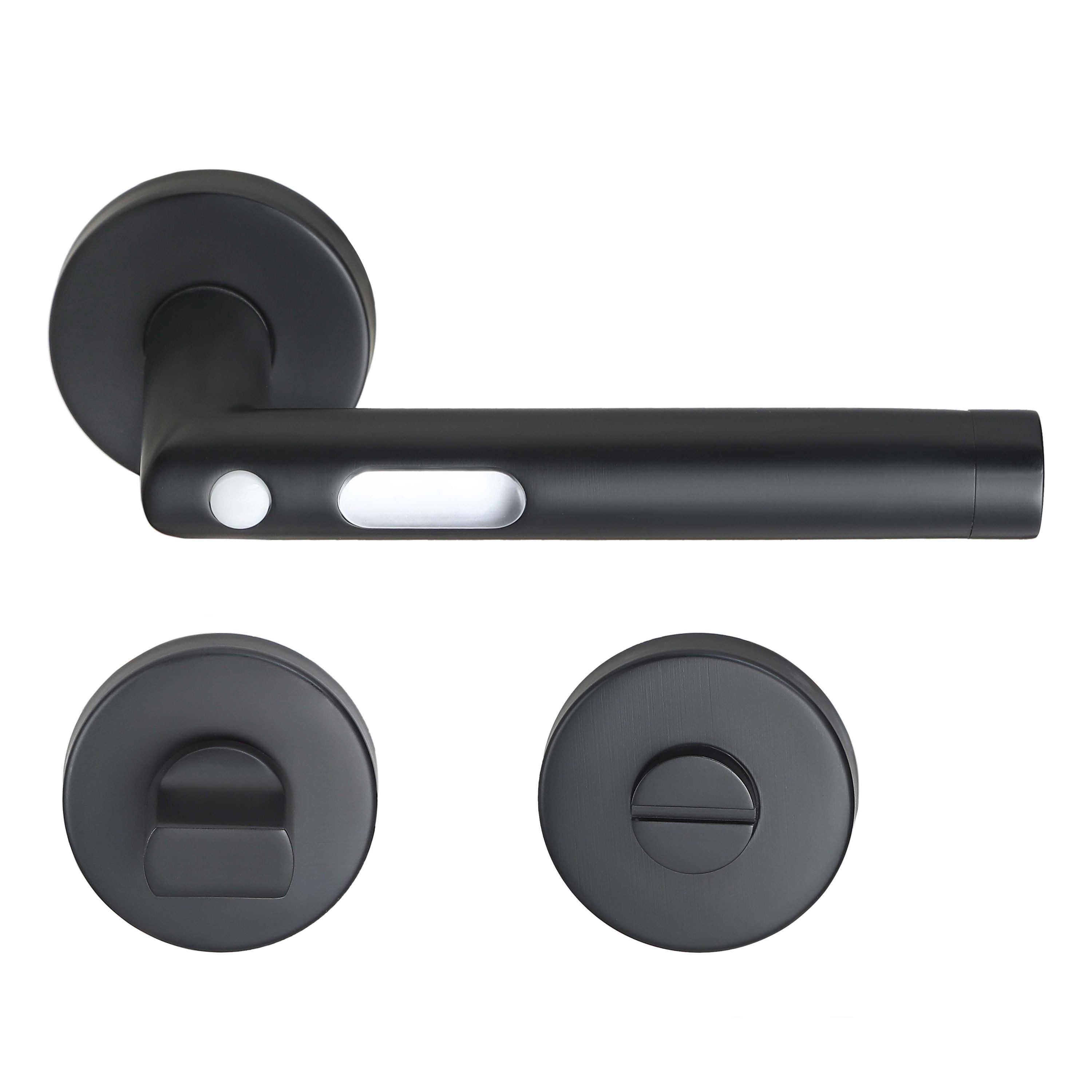 MeinTürgriff Drückergarnitur Orbit Schwarz LED Türgriff für Innentüren Rose günstig online kaufen