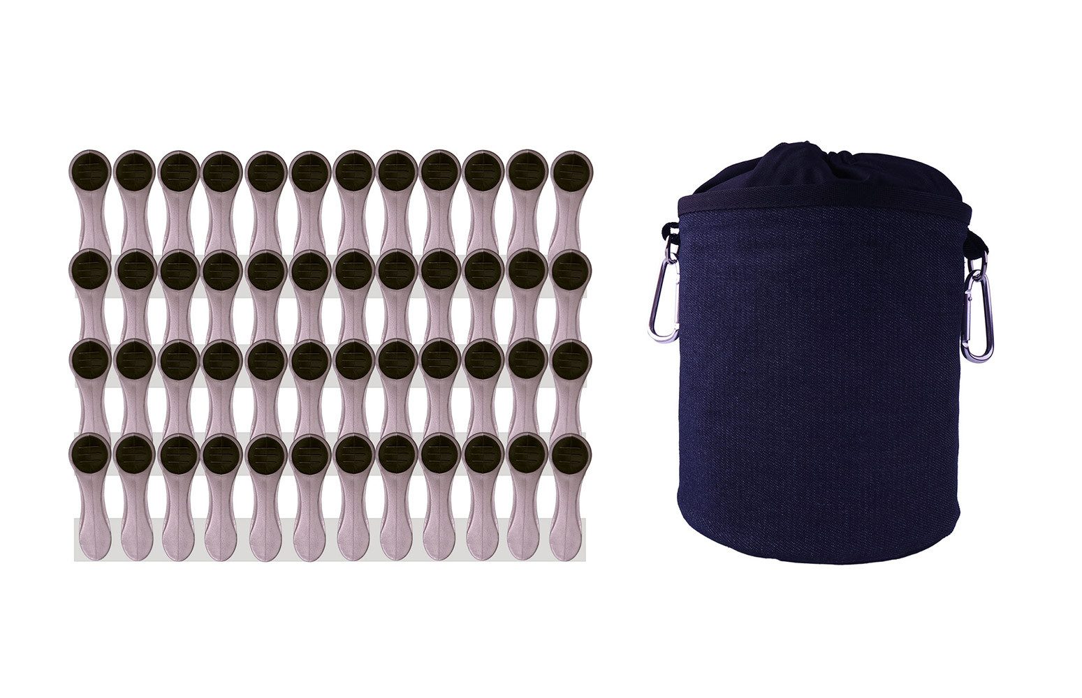 trendfinding Wäscheklammern Wäscheklammern Mehrfarbig und 1 Denim Wäscheklammerbeutel, Mit neuester Klammertechnik für empfindliche Wäsche