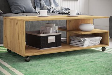 VCM Couchtisch Holz Sofatisch Couchtisch Rollen rollbar Stango XL