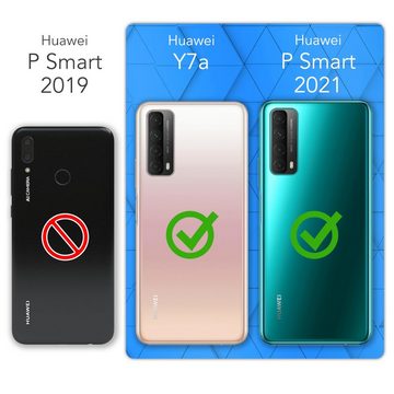 EAZY CASE Handyhülle Flipcase für Huawei P Smart 2021 / Huawei Y7a 6,67 Zoll, Tasche Klapphülle Handytasche zum Aufklappen Etui Kunstleder Schwarz