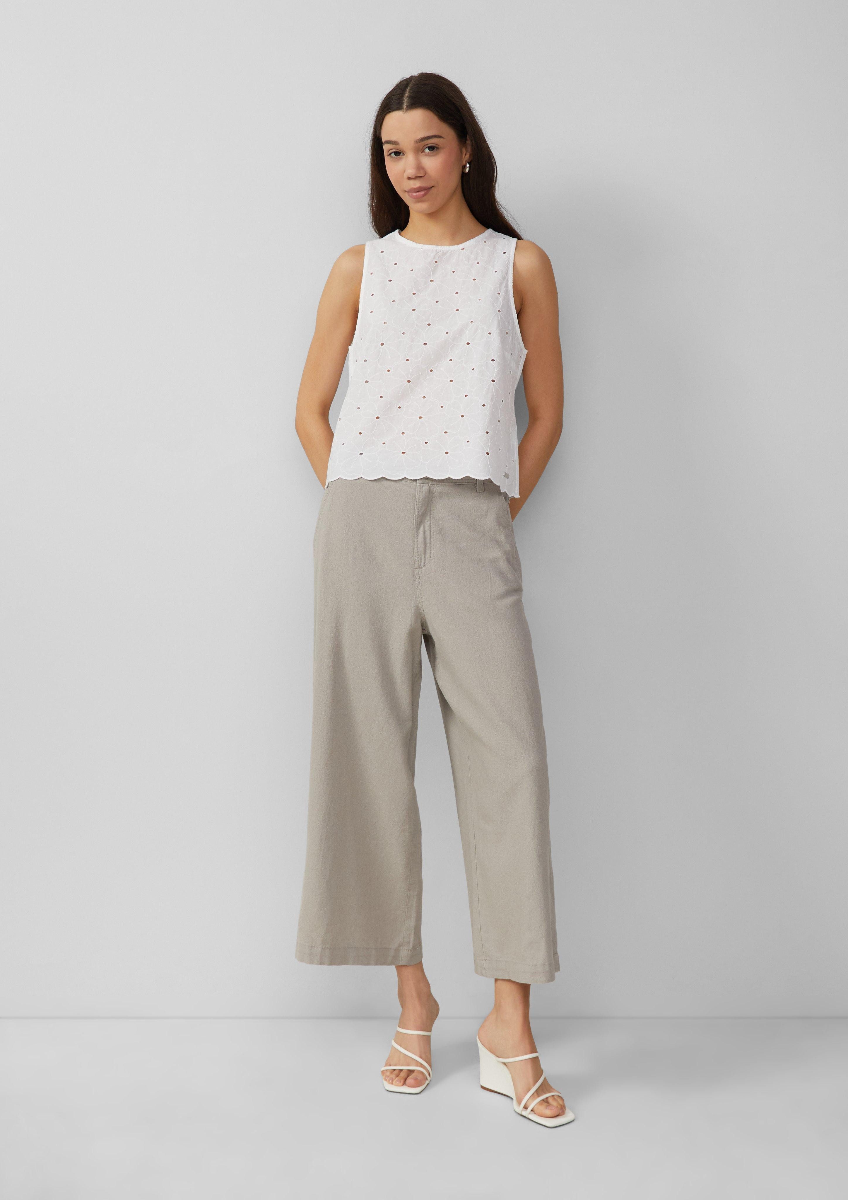 QS 7/8-Hose Culotte aus Leinenmix günstig online kaufen