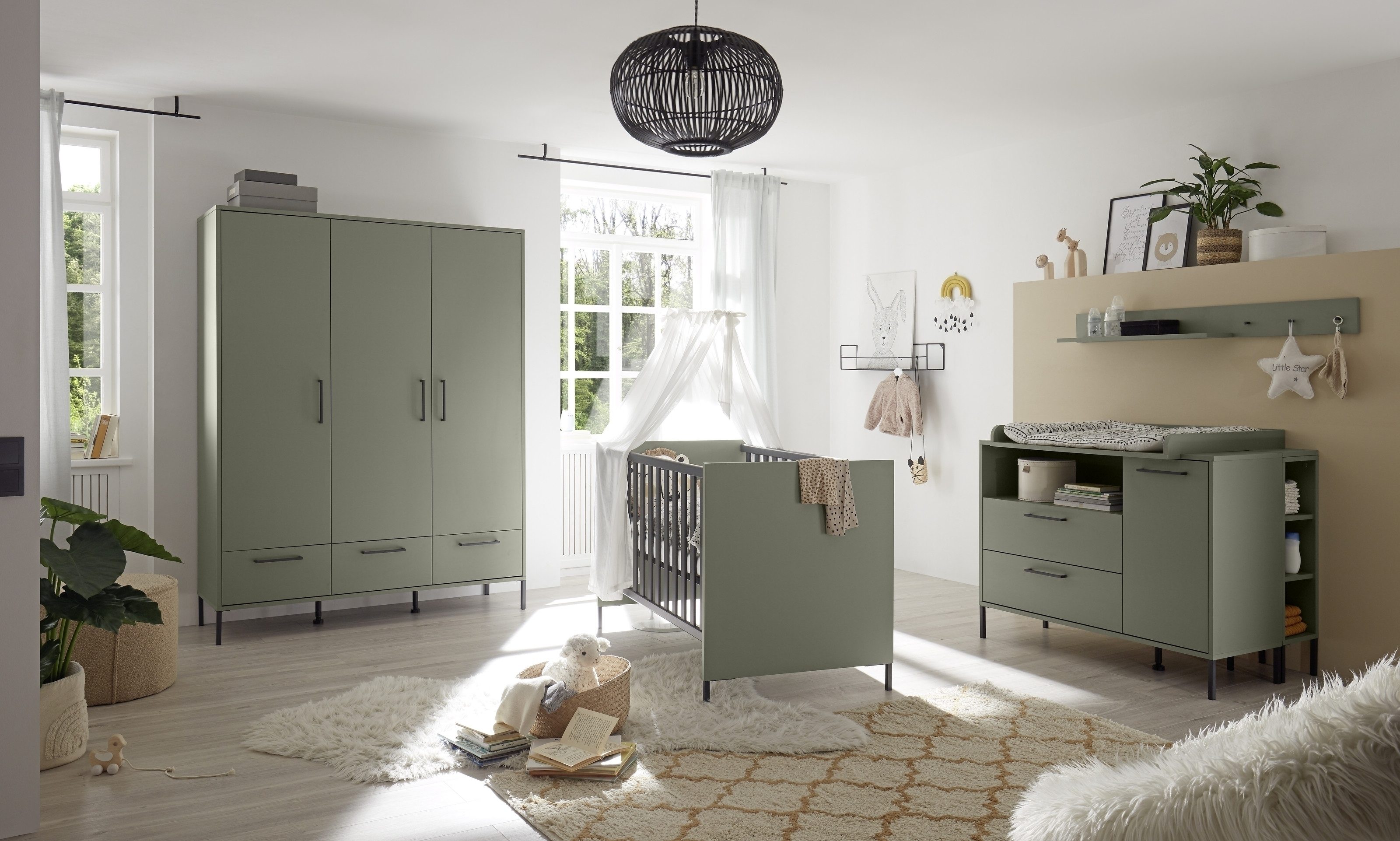 Mäusbacher Babyzimmer-Komplettset (6-teilig) in pine green matt, (6-teilig)