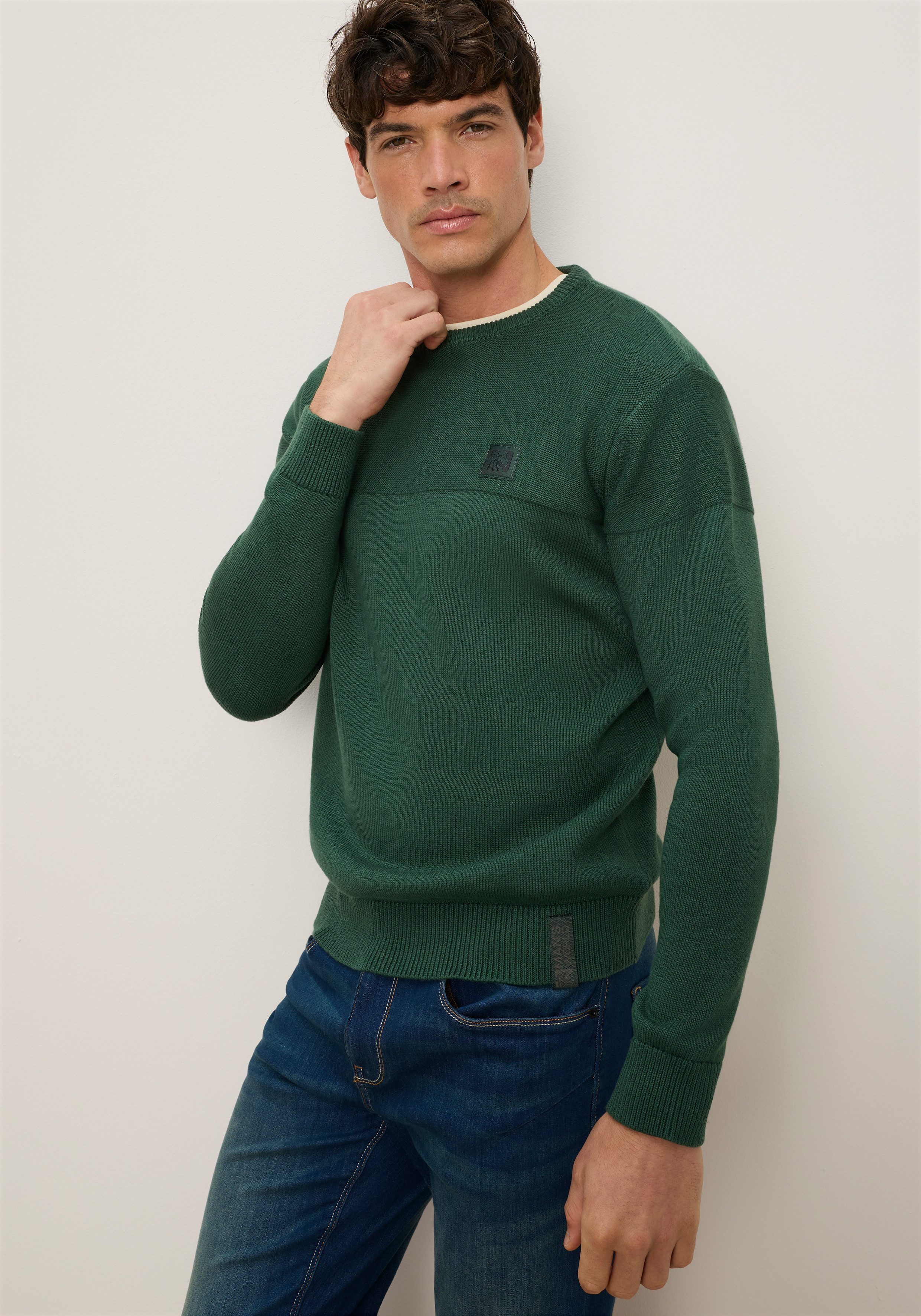 Man's World Rundhalspullover Neuen Kollektion! Highlight 2 Strickstrukturen aus Strick, mit Rippbündchen am Ausschnitt, reguläre Passform – Bild 2 von 5