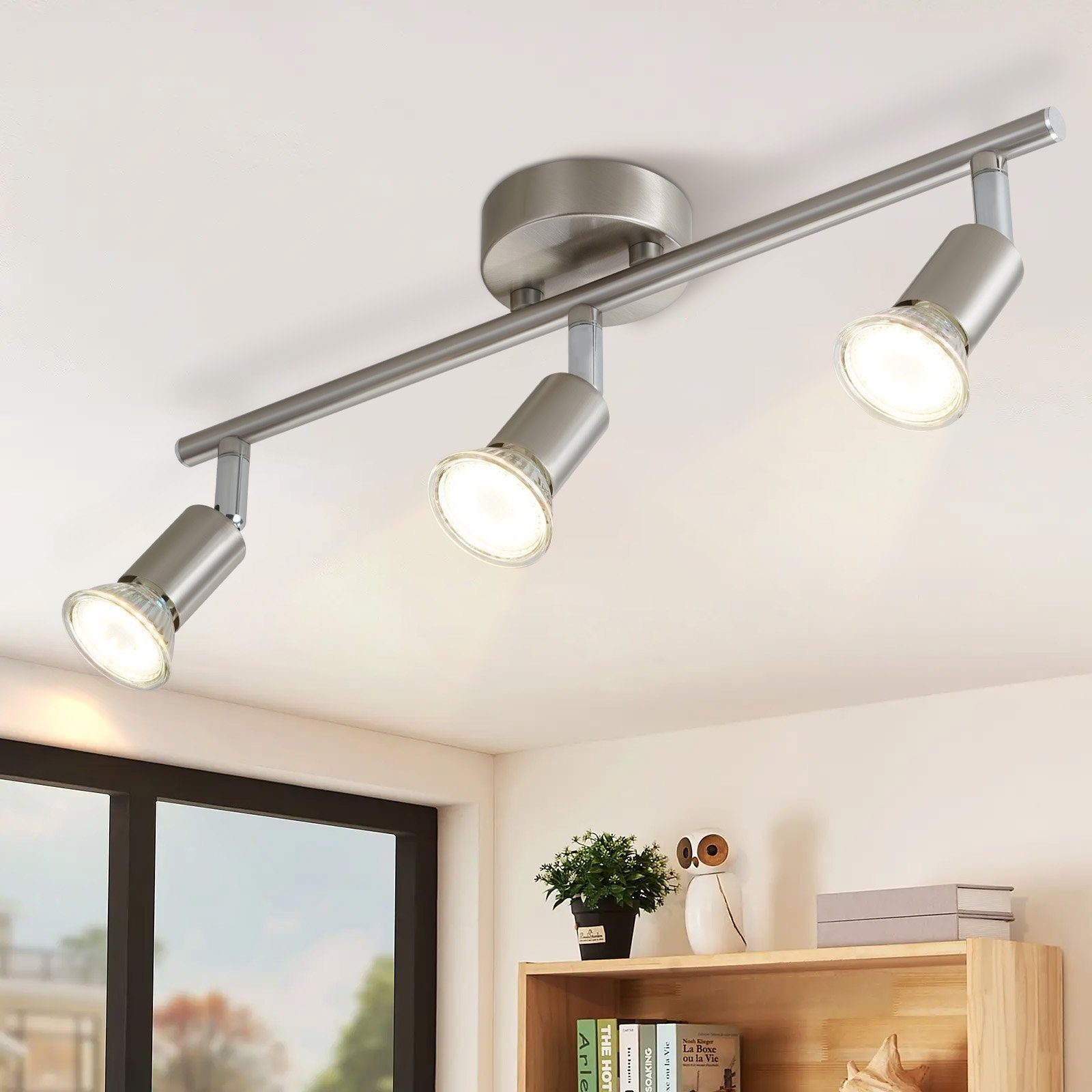 Fühlt sich gut auf der Haut an ZMH Deckenleuchte Deckenspot ohne Edelstahl Deckenlampe Leuchtmittel, Flur Strahler - GU10, Modern 350°Drehbar Lampe Flammig Decke 3