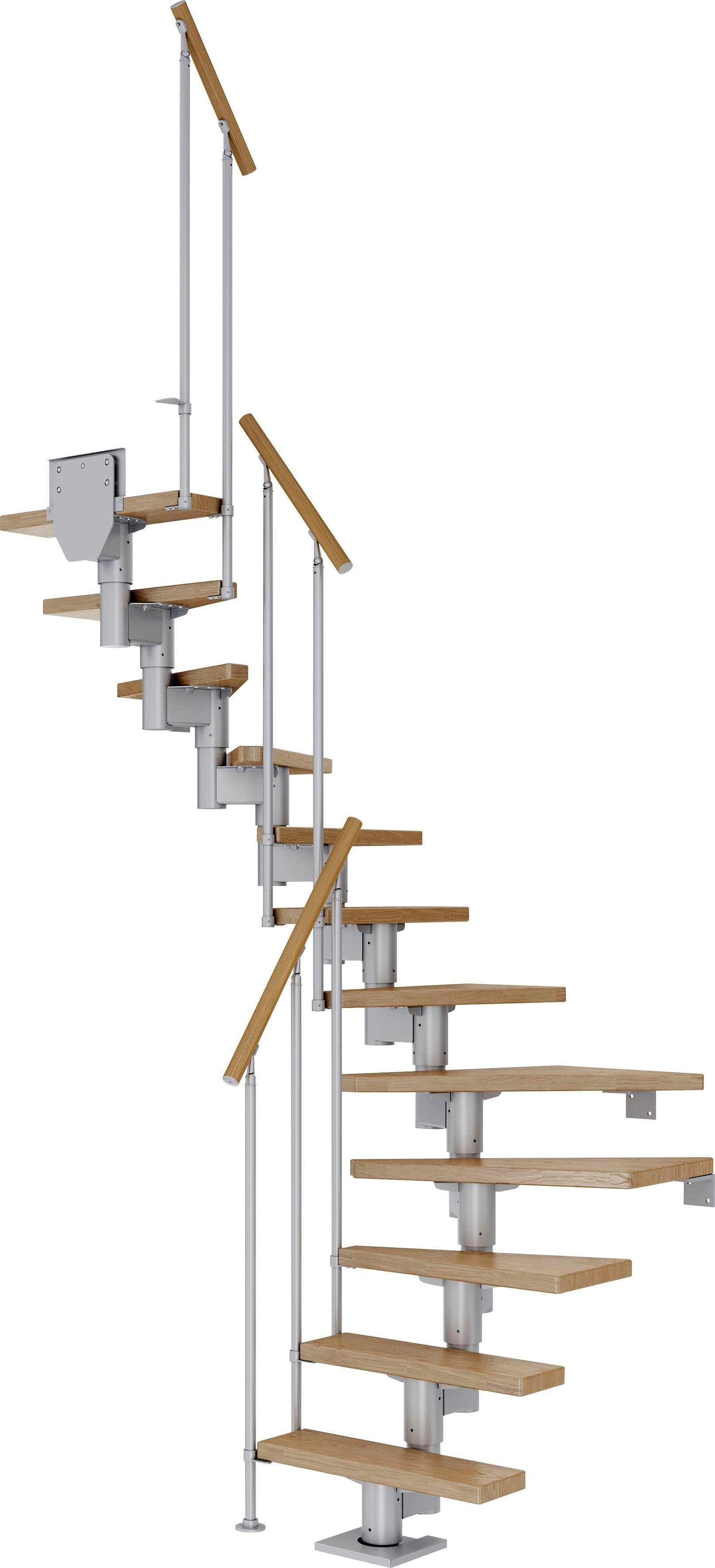 Dolle Mittelholmtreppe Dublin, für Geschosshöhen bis 337 cm, Stufen offen, Eiche/Metall