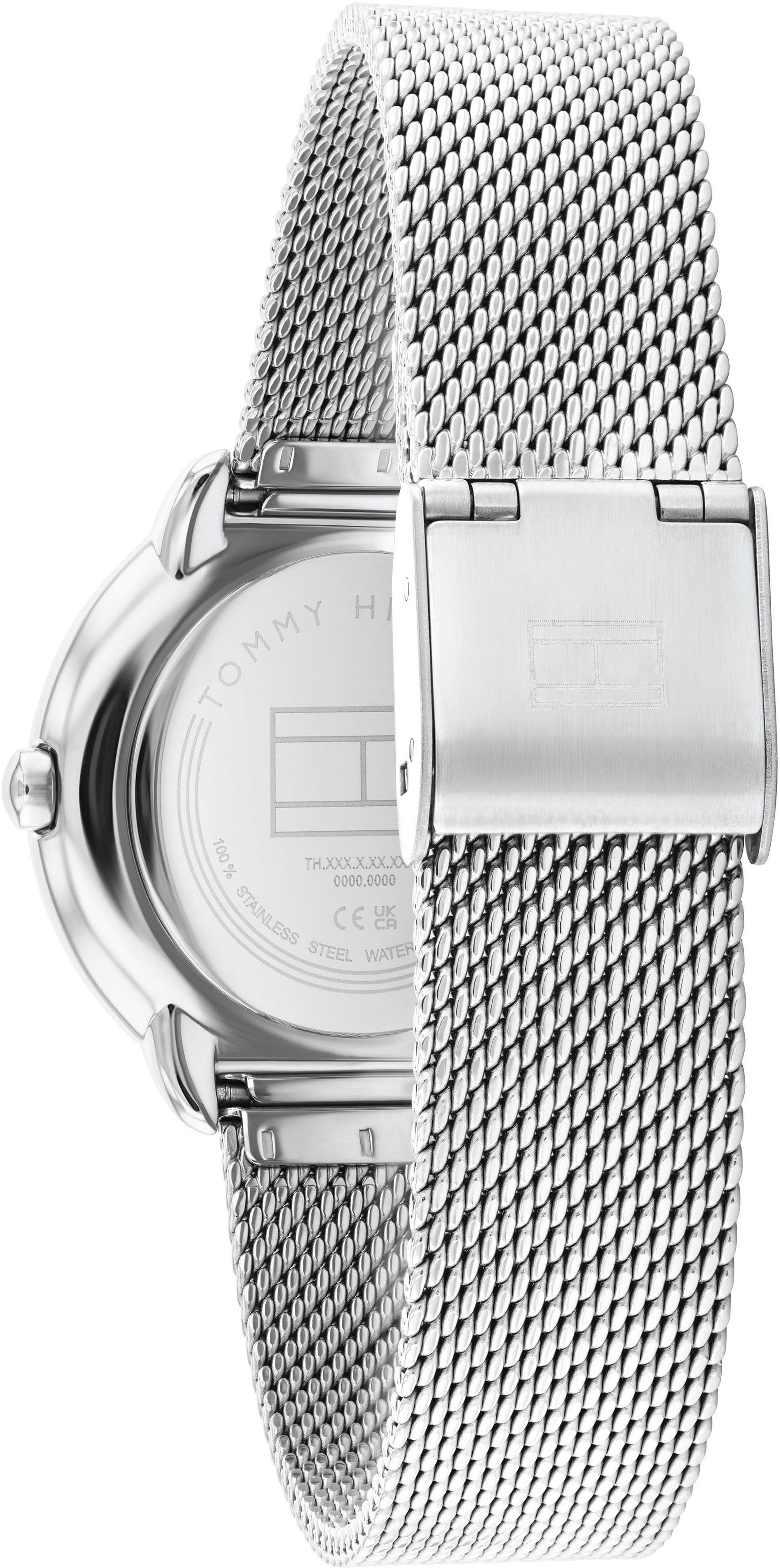 Tommy Hilfiger Quarzuhr DEMI 1782698, Armbanduhr, Damenuhr, Glaskristalle, analog, Edelstahlarmband