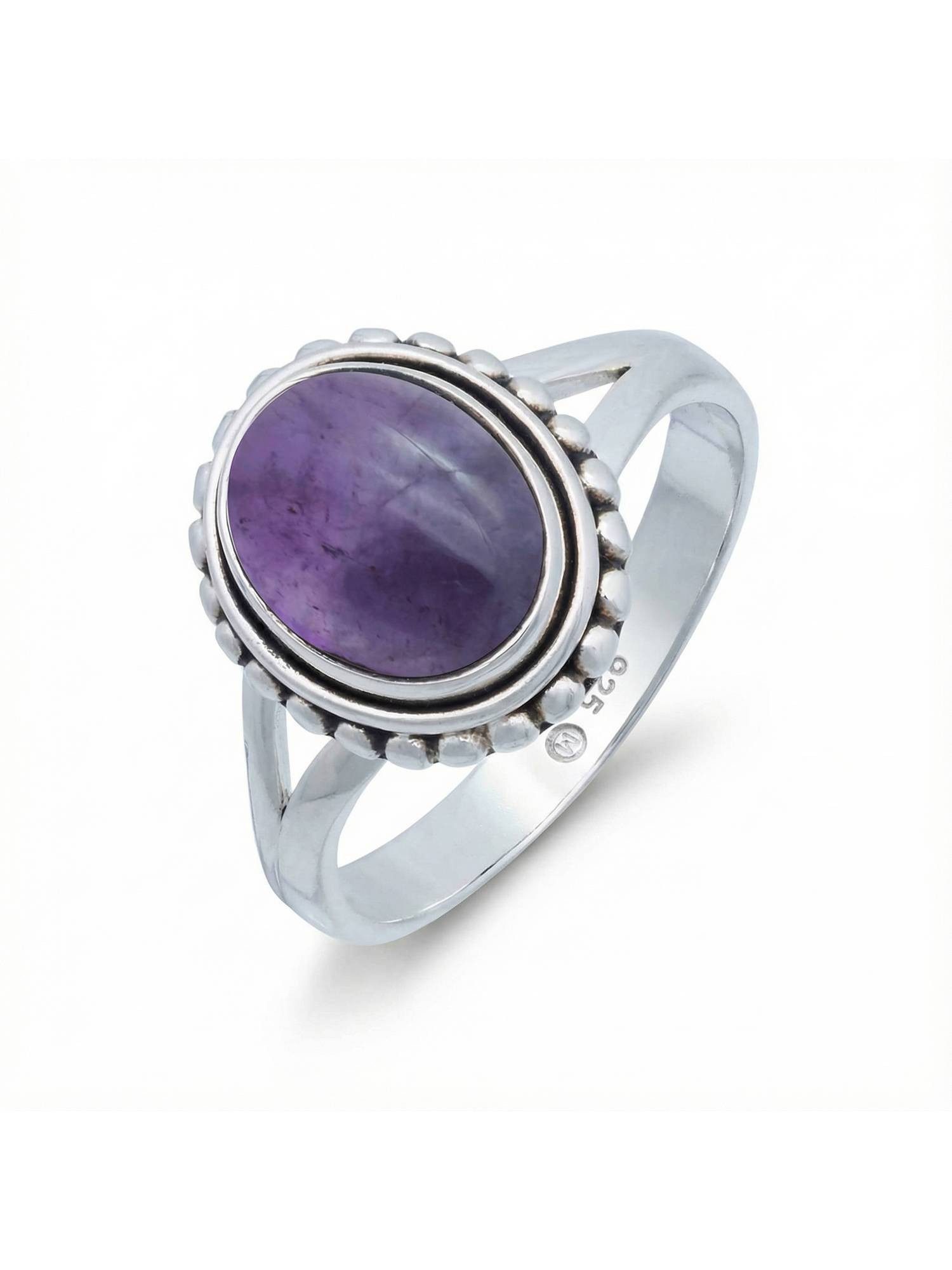 mantraroma Silberring GAMSA aus 925 Silber mit Amethyst (Ring mit Schmuckbeutel), Damenring aus 925er Silber