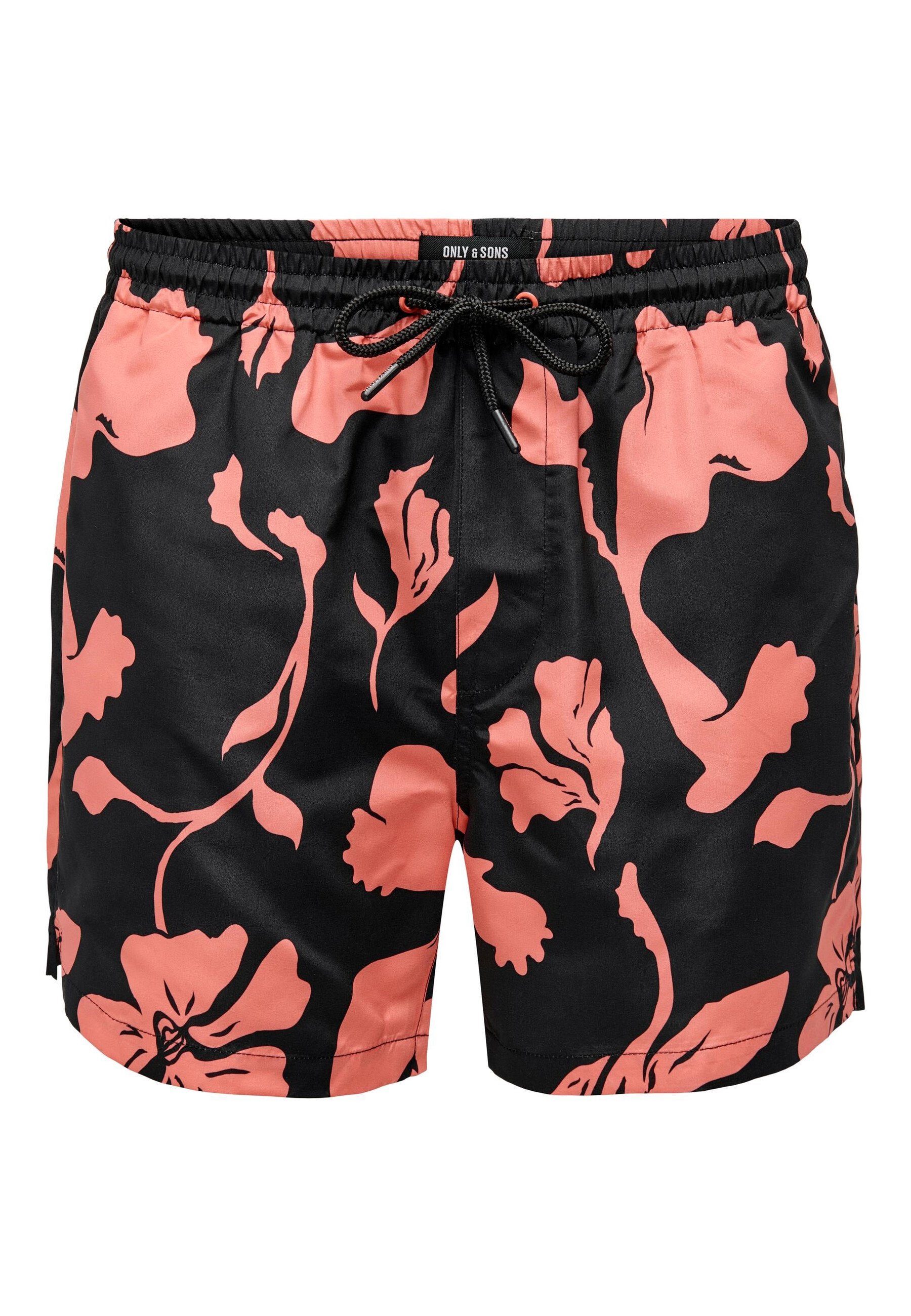 ONLY & SONS Badeshorts Badeshorts Ted Life Floral Swimshorts mit (1-St) schwarz