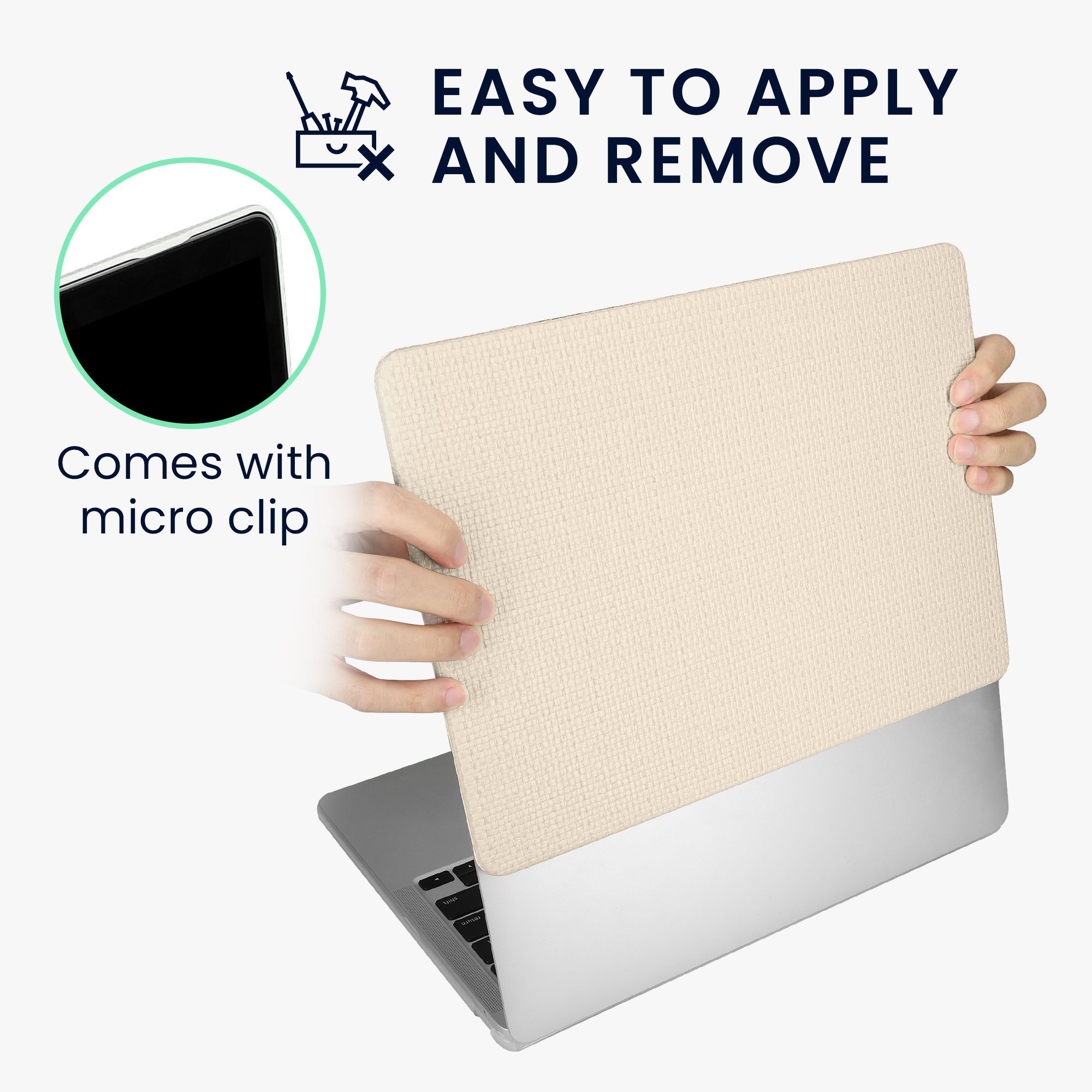 kwmobile Etui Hülle für Apple Macbook Air A2681 M2 2022 / A3113 M3 2024, Notebook Schutzhülle im gewebten Design - Weiß