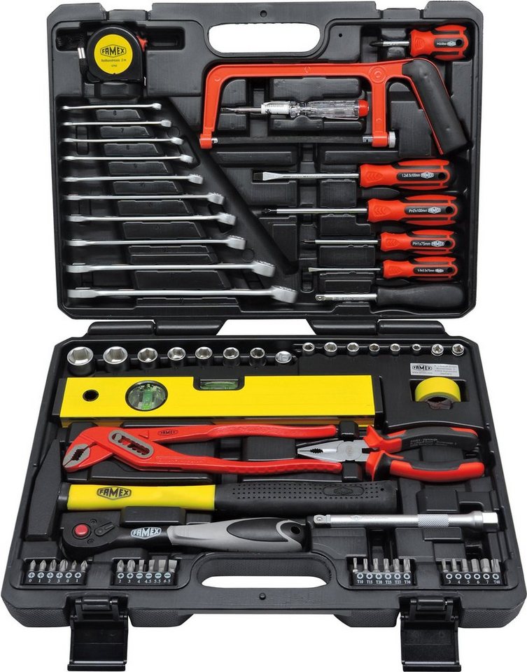 FAMEX Werkzeugset 145-48 Werkzeugkoffer gefüllt mit Werkzeug Set,  (Komplett, 67-St), für den Heimwerker