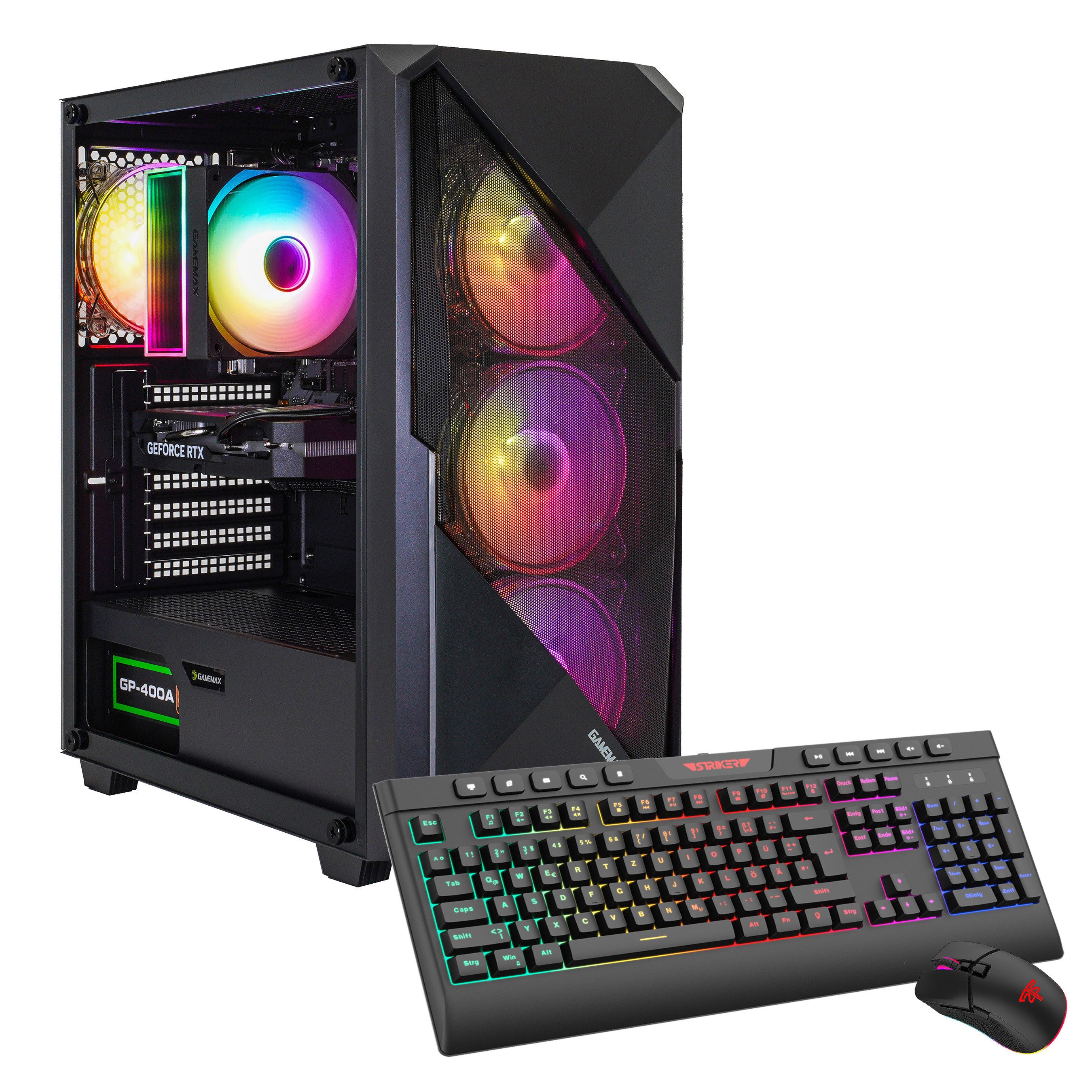 GAMEMAX Striker 7625 Intel Core i7 14700F RTX 5070Ti 32GB DDR4 1TB SSD Gaming-PC (Intel Core i7 14700F, RTX 5070Ti, 32 GB RAM, 1000 GB SSD, Luftkühlung aktiv, Windows 11)