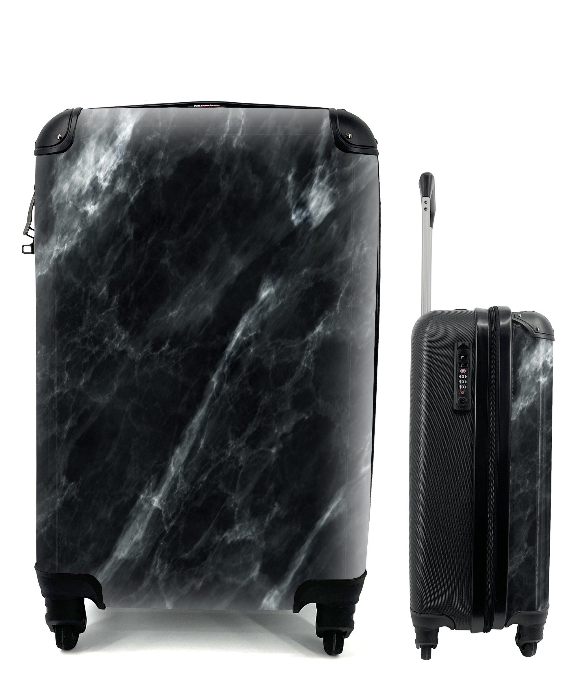 MuchoWow Handgepäckkoffer Marmor - Schwarz - Luxus, 4 Rollen, Reisetasche mit rollen, Handgepäck für Ferien, Trolley, Reisekoffer | Handgepäck-Koffer