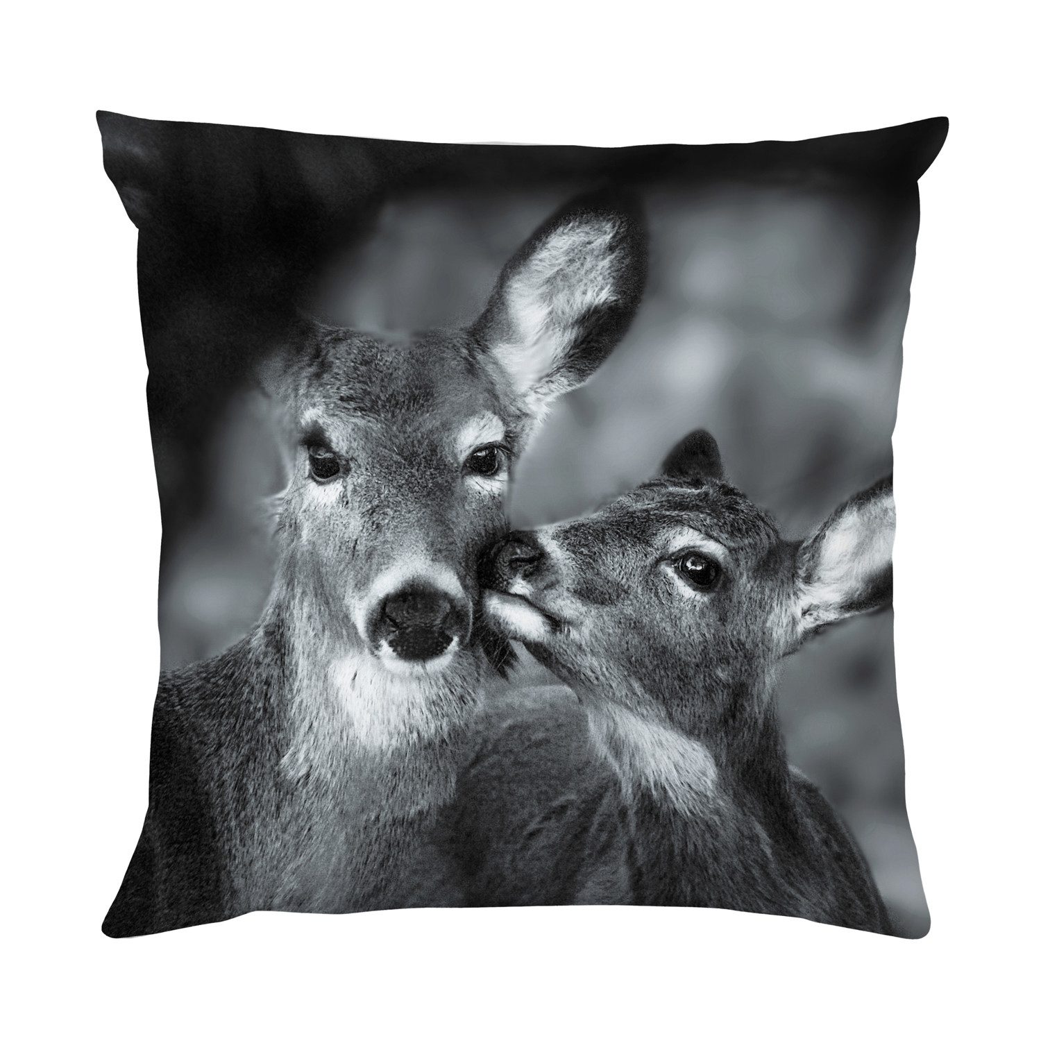 queence Dekokissen Rehkitz mit Mama, Kissenhülle mit HD Premium Druck, geruchsneutral, 40x40cm