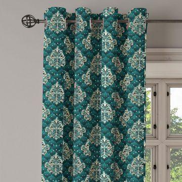Gardine Dekorative 2-Panel-Fenstervorhänge für Schlafzimmer Wohnzimmer, Abakuhaus, Damast Französisch Rokoko-Motive