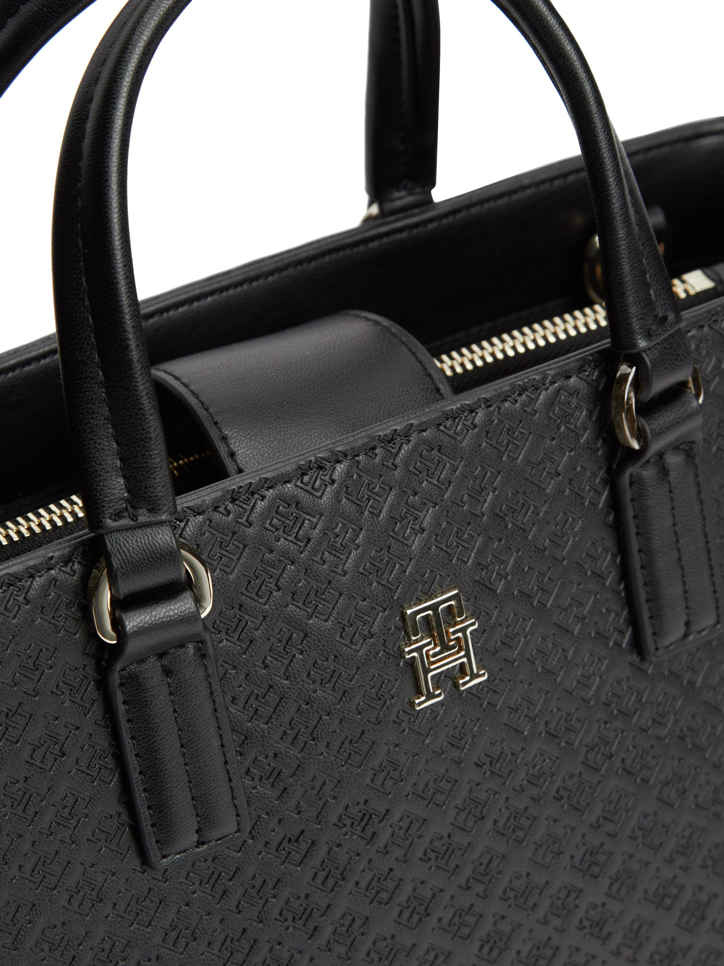 Tommy Hilfiger Henkeltasche TH DAILY SATCHEL MONO, Damen Tragetasche, Handtasche mit Allover TH-Logoprägung