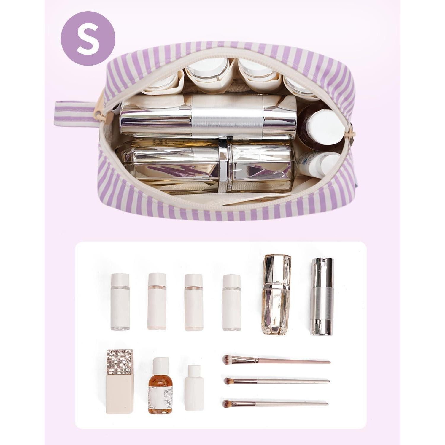 LuxusKollektion Kosmetiktasche Kosmetiktasche Reißverschluss Makeup Damen Herren Za-lila Streifen S