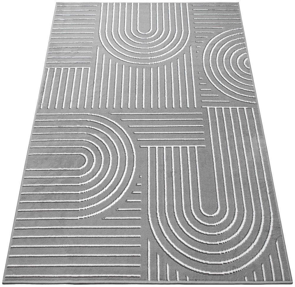 OTTO home Teppich Lysandra, rechteckig, Höhe: 8 mm, 3D-Effekt, softer Kurzflor, pflegeleicht, leichter Glanz, Scandi-Look