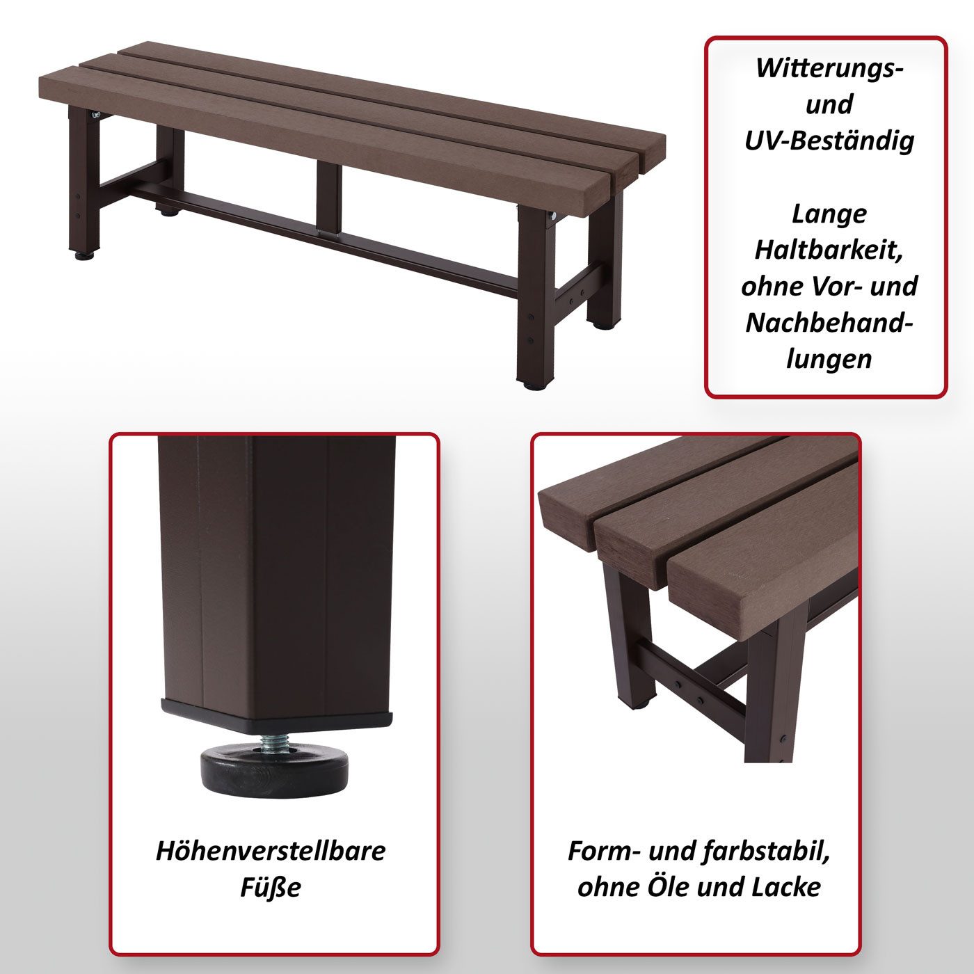 MCW Gartenbank MCW-K60, Pflegeleicht, Form- und farbstabil, ohne Öle und Lacke